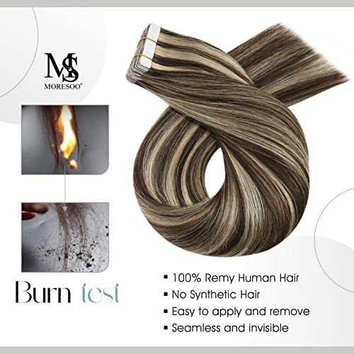 22 Inch Tape in Hair Extensions - 20 Pieces 50G Remy Human Hair for Seamless Blending & Volume - Perfect for Weddings, Parties & Daily Styling