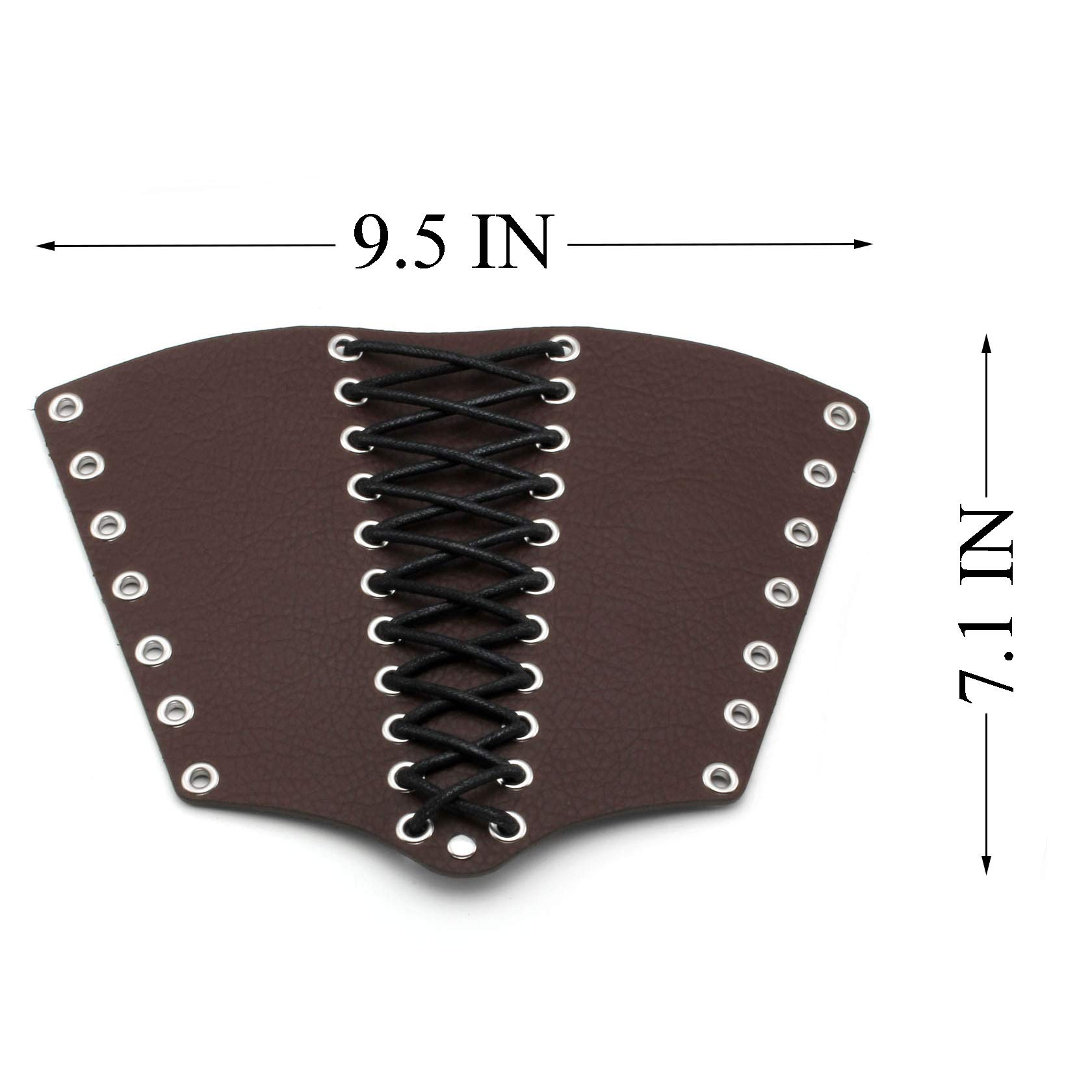 MILAKOO 2 Pack Men's Black Leather Wide Wrap Gauntlet Wristband - Adjustable Arm Armor Cuff for Motorcycle Riding, Cosplay & Medieval Costume Accessories