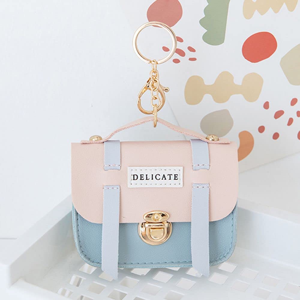 Stylish Women's Leather Coin Purse with Keychain - Mini Wallet for Cards, Cash & Change | RFID Blocking | Bluetooth Headset Storage | Perfect for Travel, Shopping & Everyday Use