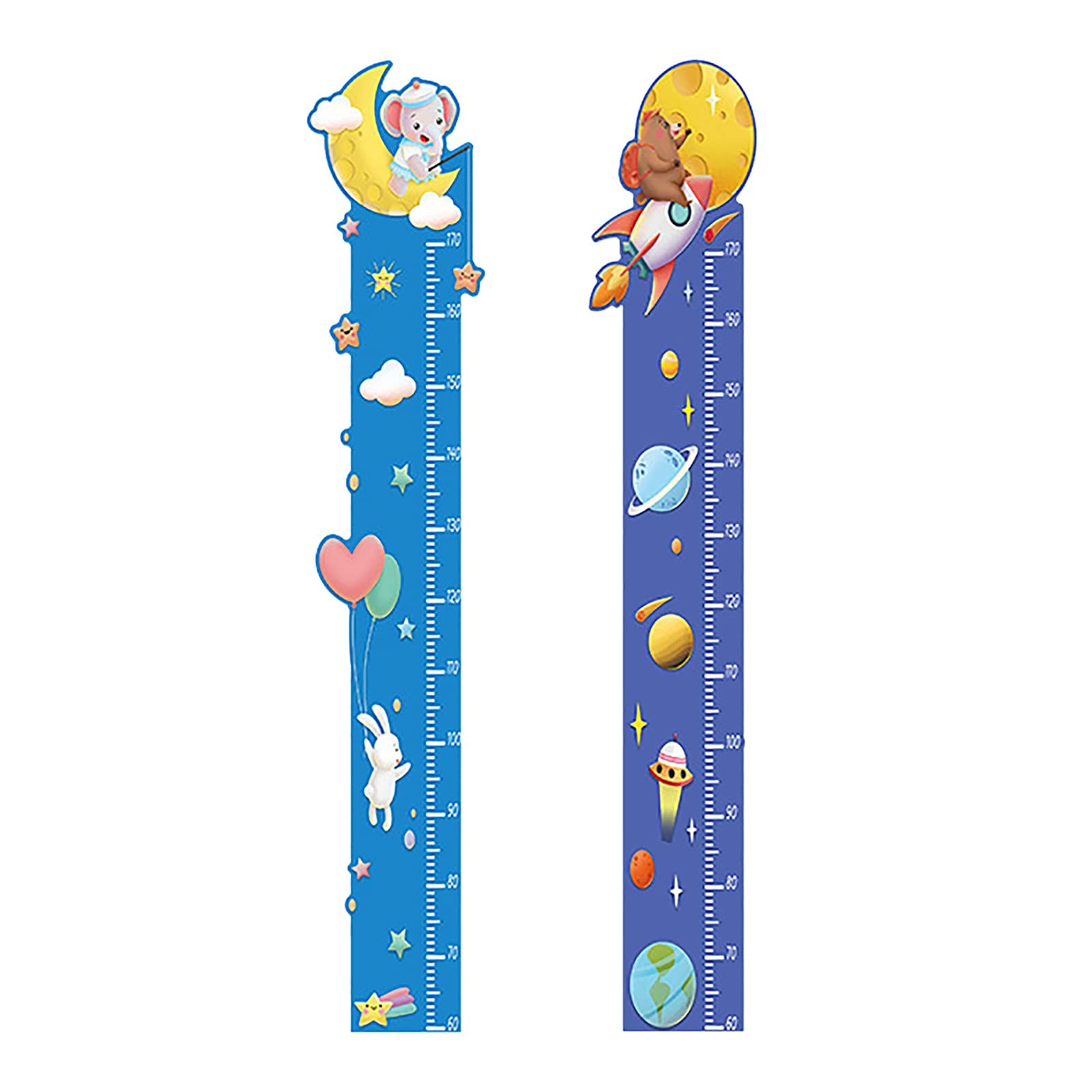 2PC Cute Animal Cartoon Growth Chart for Kids - Removable Wall Height Measuring Ruler with Marker Stickers & Hooks, Perfect for Nursery, Boys & Girls Room Decor - Track Your Child's Growth Milestones at Home