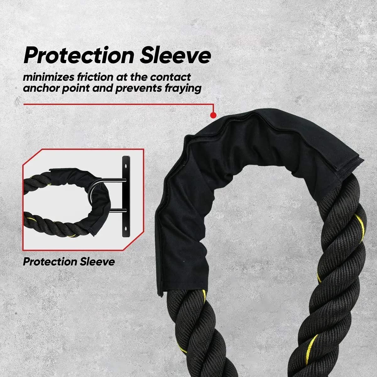 ZENY 1.5/2 Inch Battle Rope 30ft/40ft/50ft - Poly Dacron Workout Rope for Strength Training & Muscle Building - Home Gym Equipment for CrossFit, HIIT & Cardio Workouts