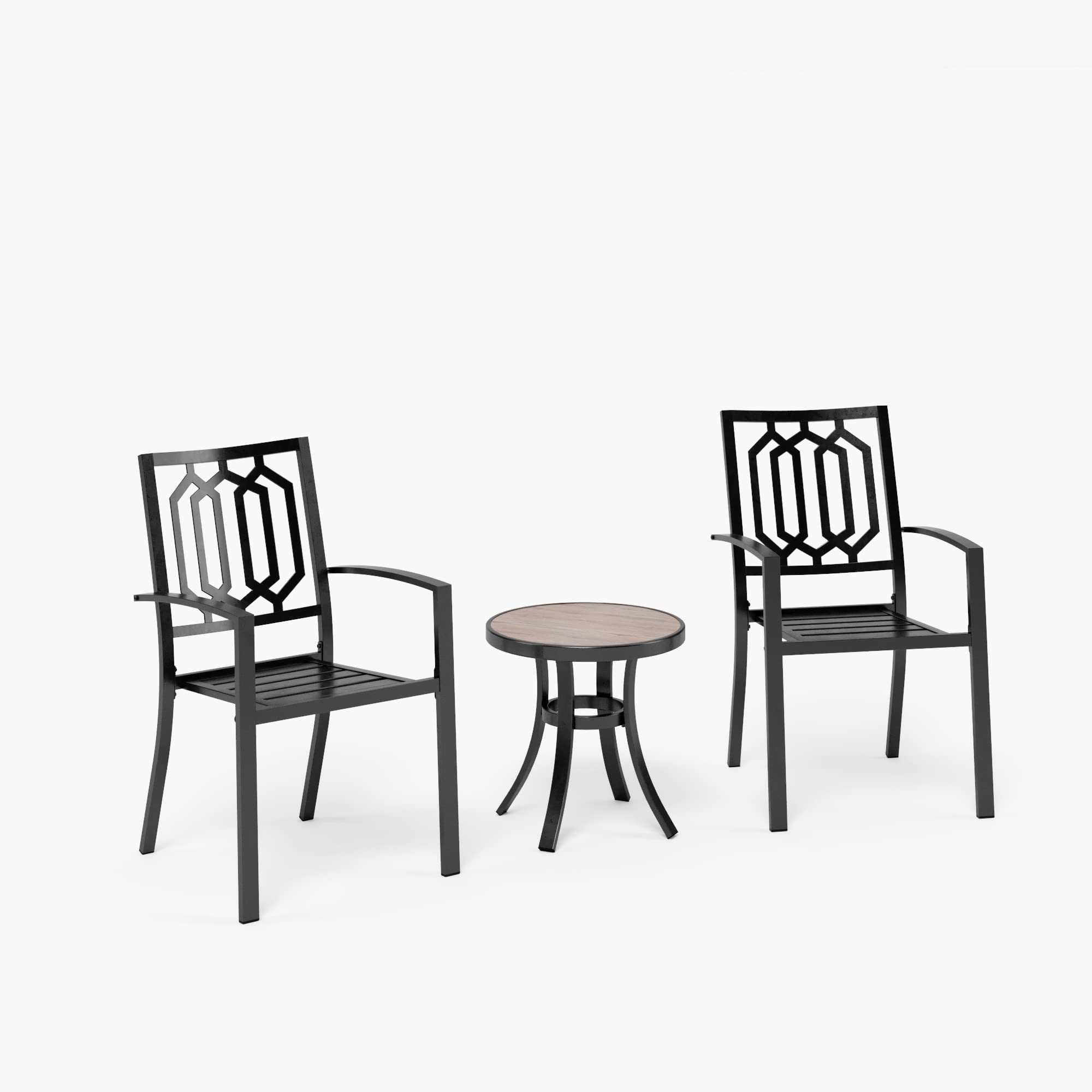 Sophia & William 3-Piece Patio Bistro Set - 2 Stackable Metal Chairs & Round Side Table - Outdoor Furniture for Backyard, Balcony, Garden & Indoor Use - Perfect for Relaxing, Dining & Entertaining