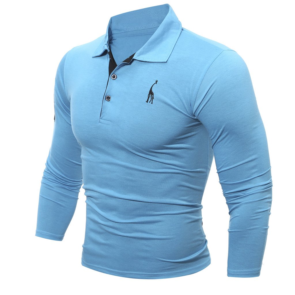 WSLCN Men's Slim Fit Casual Cotton Polo Shirt - Long Sleeve Breathable T-Shirt for Work, Golf & Everyday Wear | Comfortable Office & Outdoor Clothing