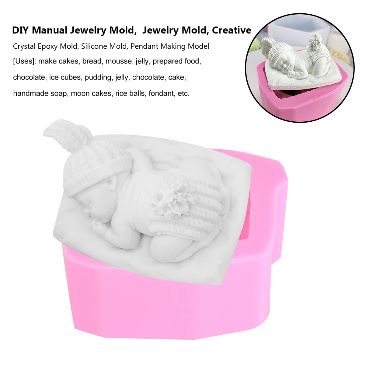 EXCEART Baby Sleeping Silicone Mold - Cake Tray, Baking & Chocolate Molds for Fondant, Soap Making, DIY Desserts | 3D Food Grade Silicone Cup for Baby Shower, Birthday Cakes & Party Decorations