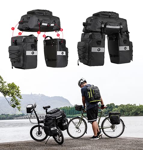Loyzey 3-in-1 Waterproof Bike Pannier Bag - High Capacity Bicycle Rack Bag, Convertible Backpack & Shoulder Bag with Rain Cover - Perfect for Commuting, Cycling Tours & Outdoor Adventures