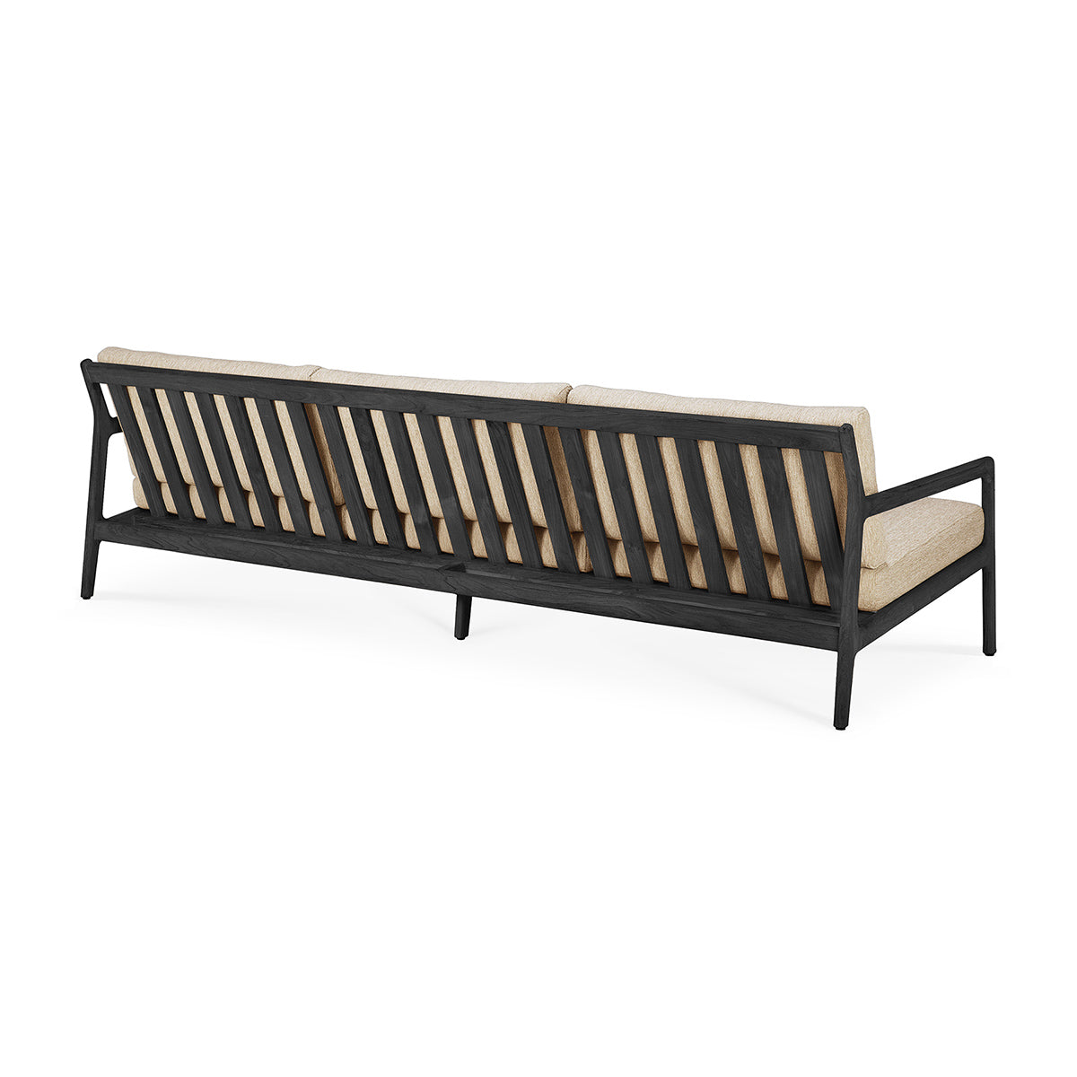 Outdoor 4-Seater Sofa with Teak Black & Natural Fabric - Durable Patio Furniture for Garden, Poolside & Backyard Relaxation