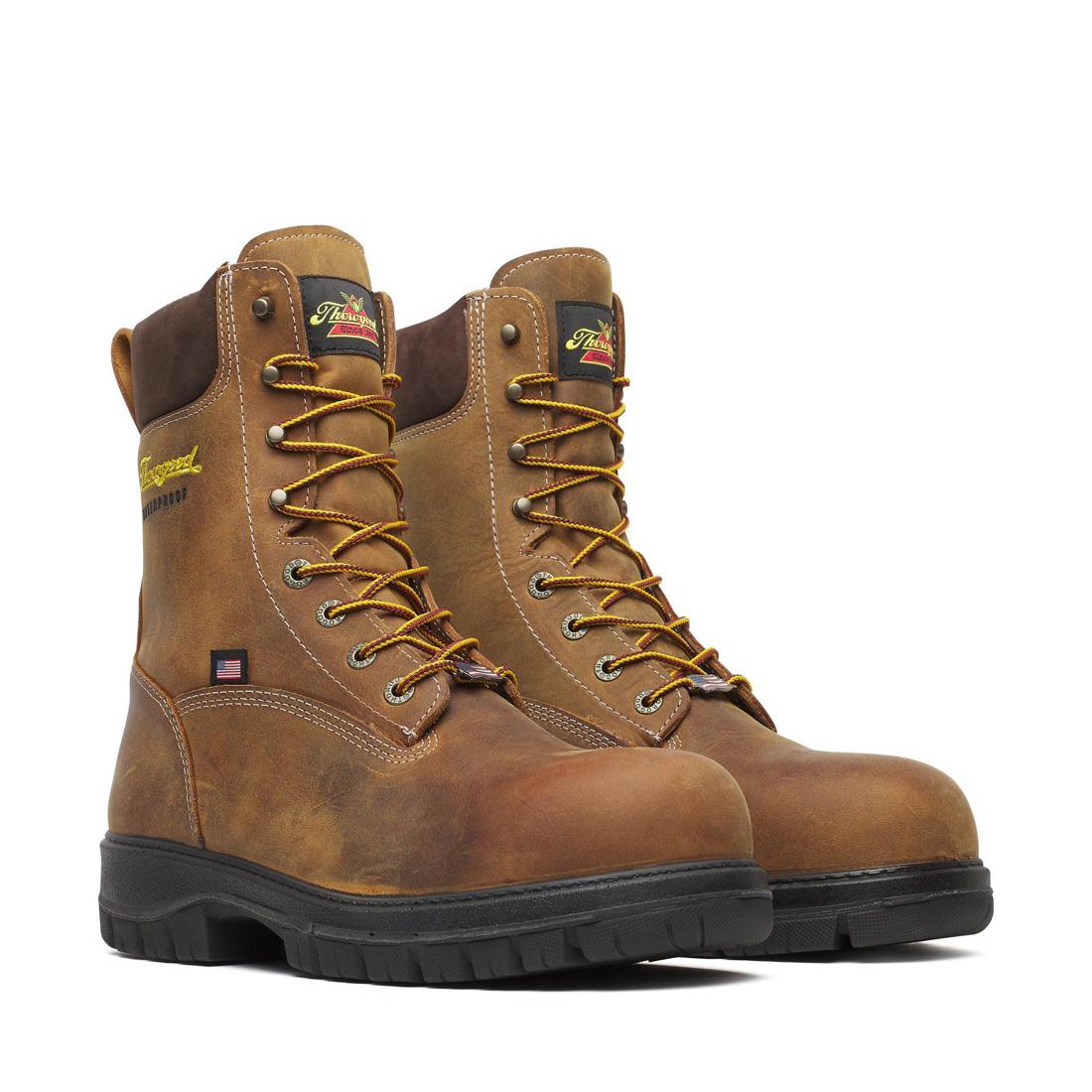 Genesis Series 8 Nano Toe Waterproof Work Boots for Men - Chestnut Brown - Slip Resistant Safety Shoes for Construction, Hiking & Outdoor Work