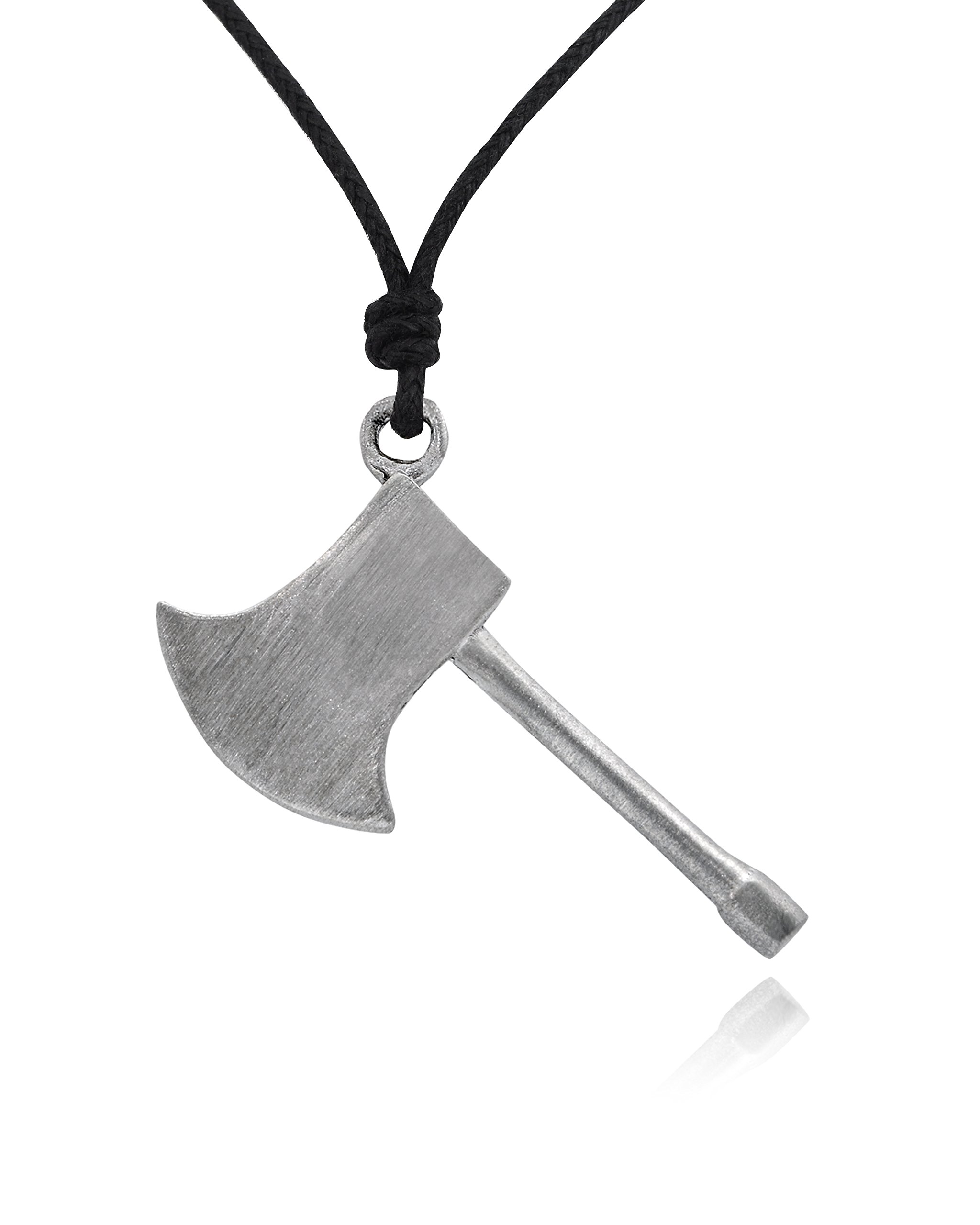 Viking Battle Axe Silver Pewter Charm Necklace Pendant - Medieval Jewelry for Men & Women - Perfect for Cosplay, LARP, and Gift Giving