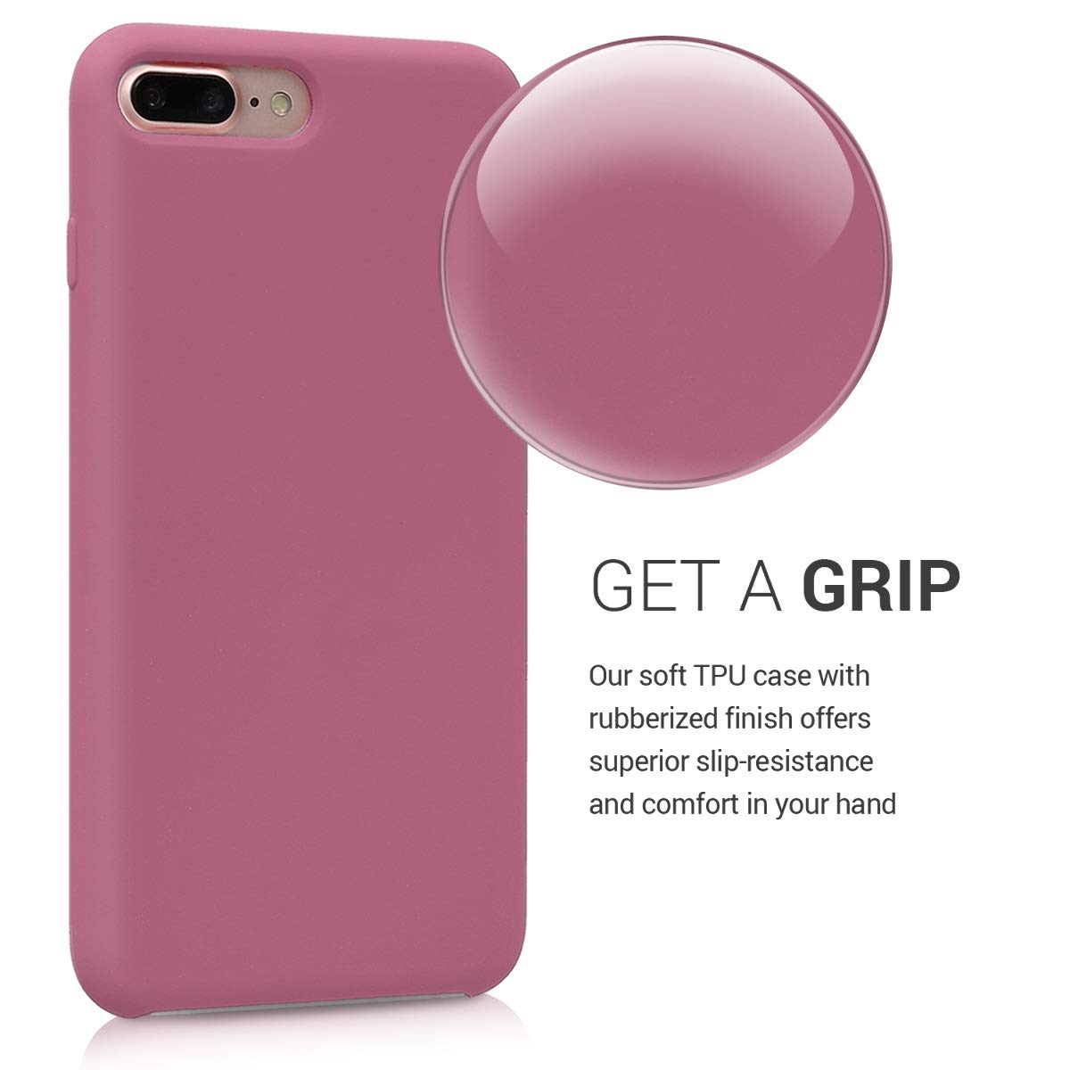 kwmobile Premium TPU Silicone Case for Apple iPhone 7 Plus/8 Plus - Soft Protective Phone Cover in Dark Rose | Slim Fit, Shockproof Design for Everyday Use & Travel Protection