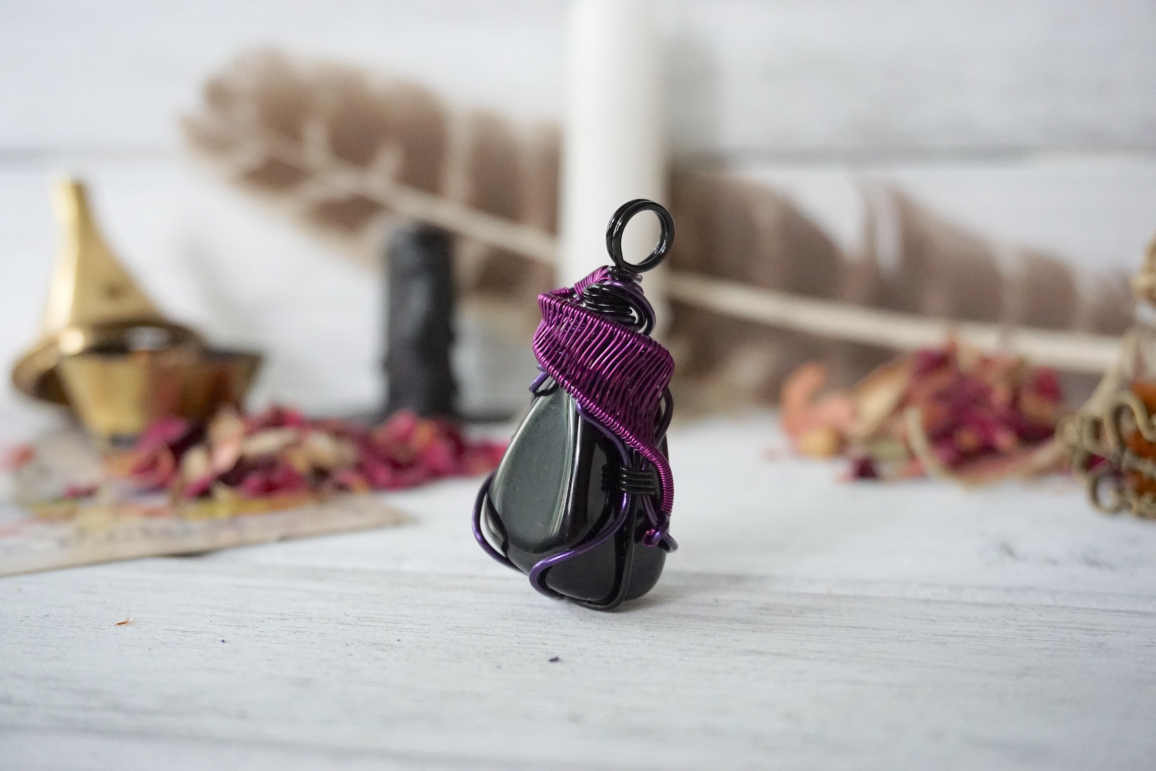 AURA OBSIDIAN COLLECTION - Obsidian Violet Necklace for Women | Elegant Healing Crystal Jewelry for Meditation, Yoga & Spiritual Protection | Perfect Gift for Birthdays & Anniversaries