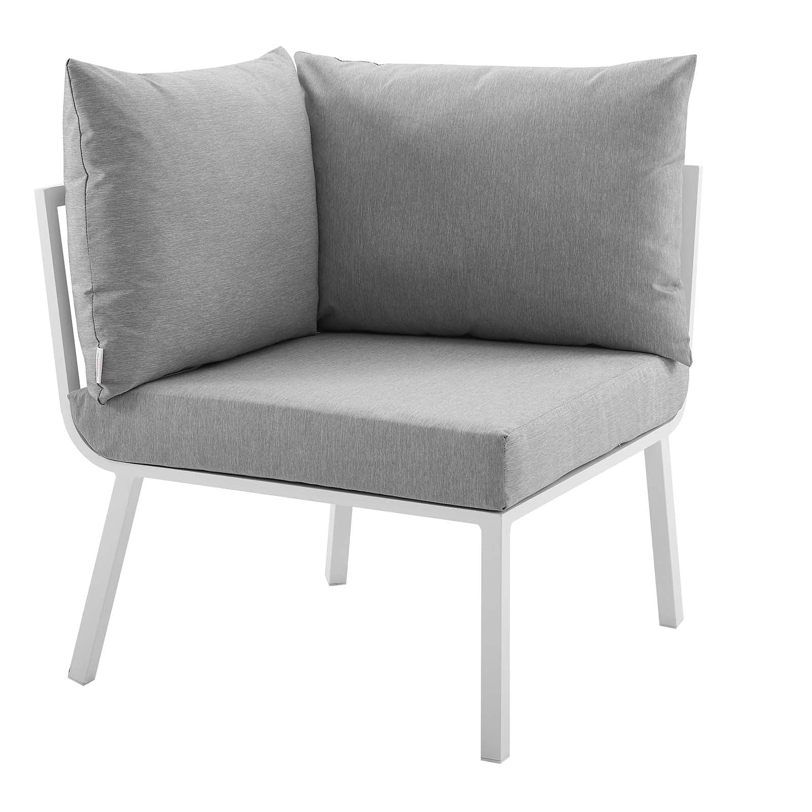 Modern White Grey Aluminum Lounge Chair for Outdoor Patio, Balcony, Cafe, Bistro, and Garden – Durable Metal Design for Stylish Relaxation