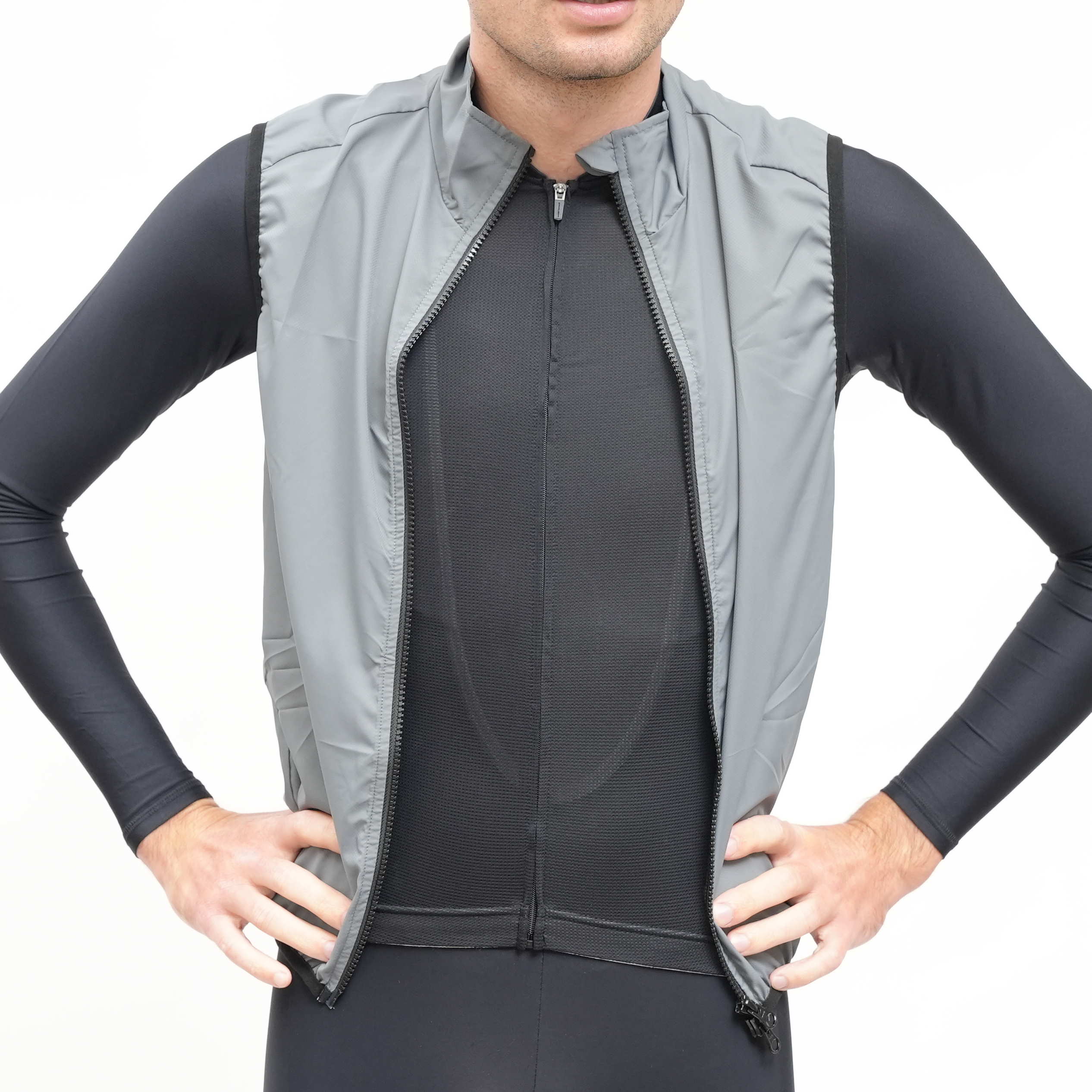 Men's Lightweight Windproof Vest - Gray Outdoor Running Jacket for Hiking, Cycling & Travel | Breathable & Water-Resistant