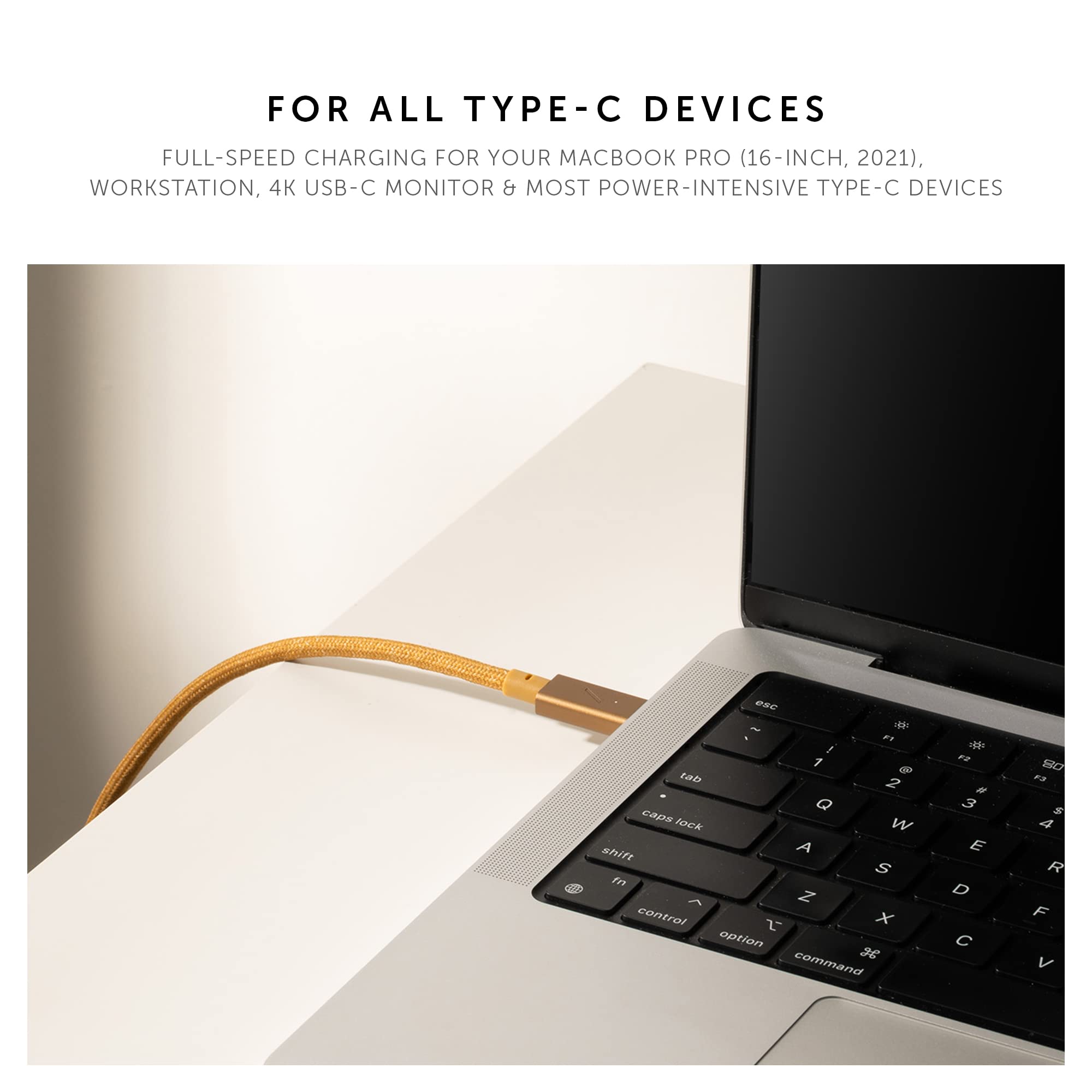 Native Union Type-C Belt Cable Pro - 240W USB-C to USB-C 8ft Ultra-Strong Charging Cable with Leather Strap | Compatible with iPhone 16, 16 Pro Max, MacBook Pro 14