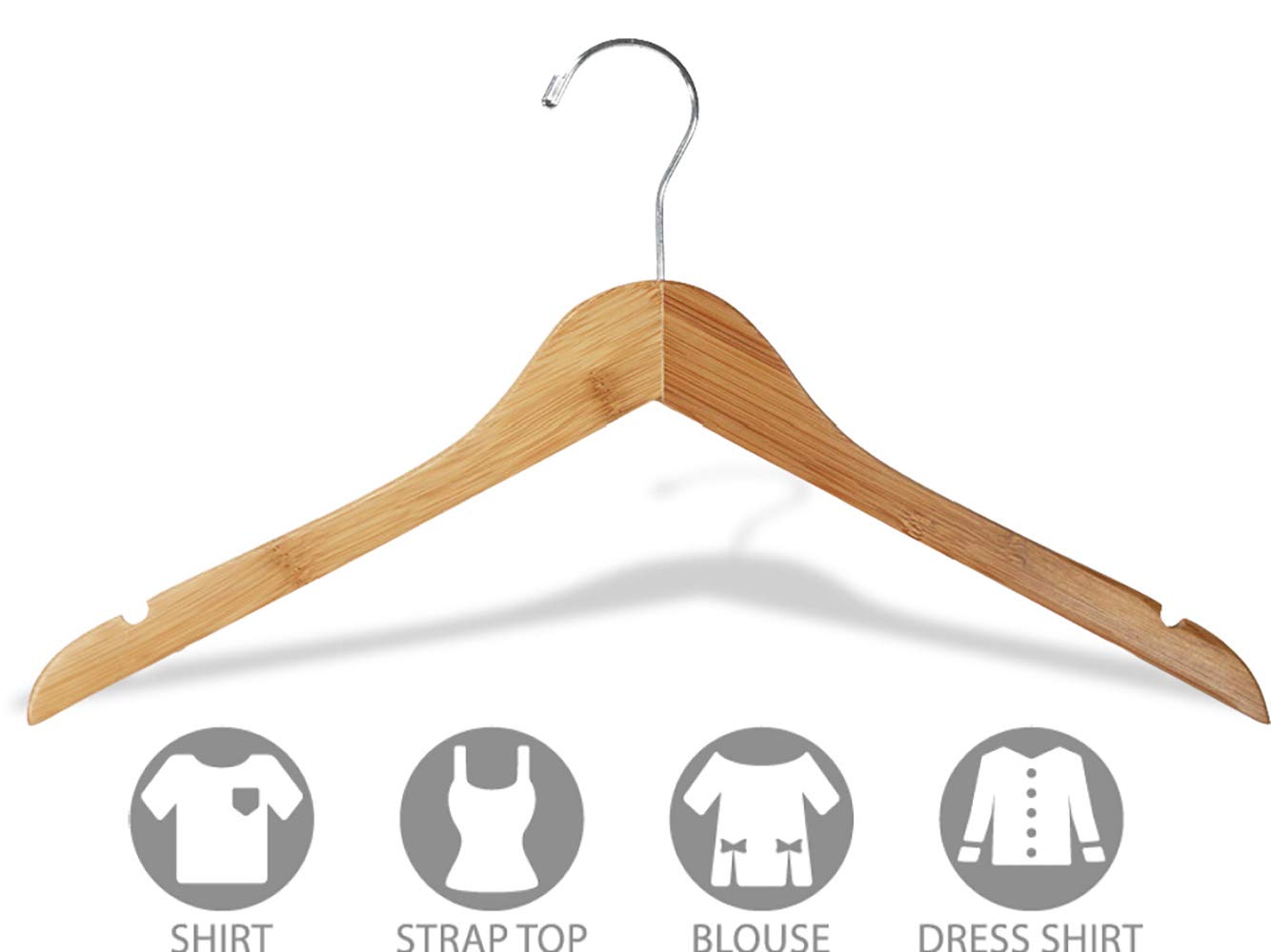 Eco-Friendly 17 Inch Bamboo Clothes Hangers with Lacquer Finish & Chrome Swivel Hook - 12 Pack for Shirts, Dresses, Coats & Suits - Space Saving Wardrobe Organization by The Great American Hanger Company - Perfect for Closet, Laundry Room & Travel