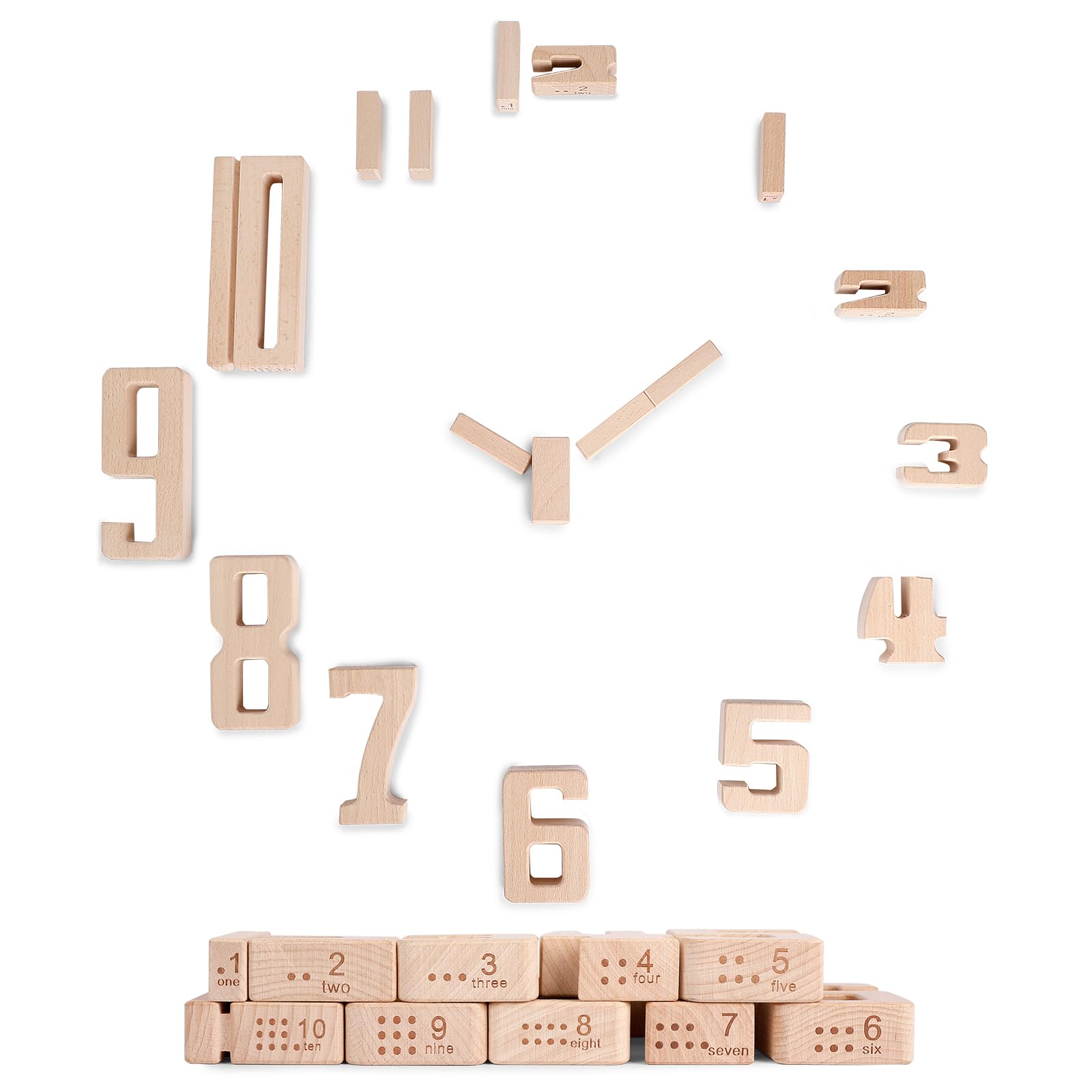 Wooden Number Building Blocks 1-10 - 32 Piece Large Math Learning Toys for Toddlers & Kids Ages 3+ | Educational Counting Blocks for Preschool Classroom & Homeschool Activities