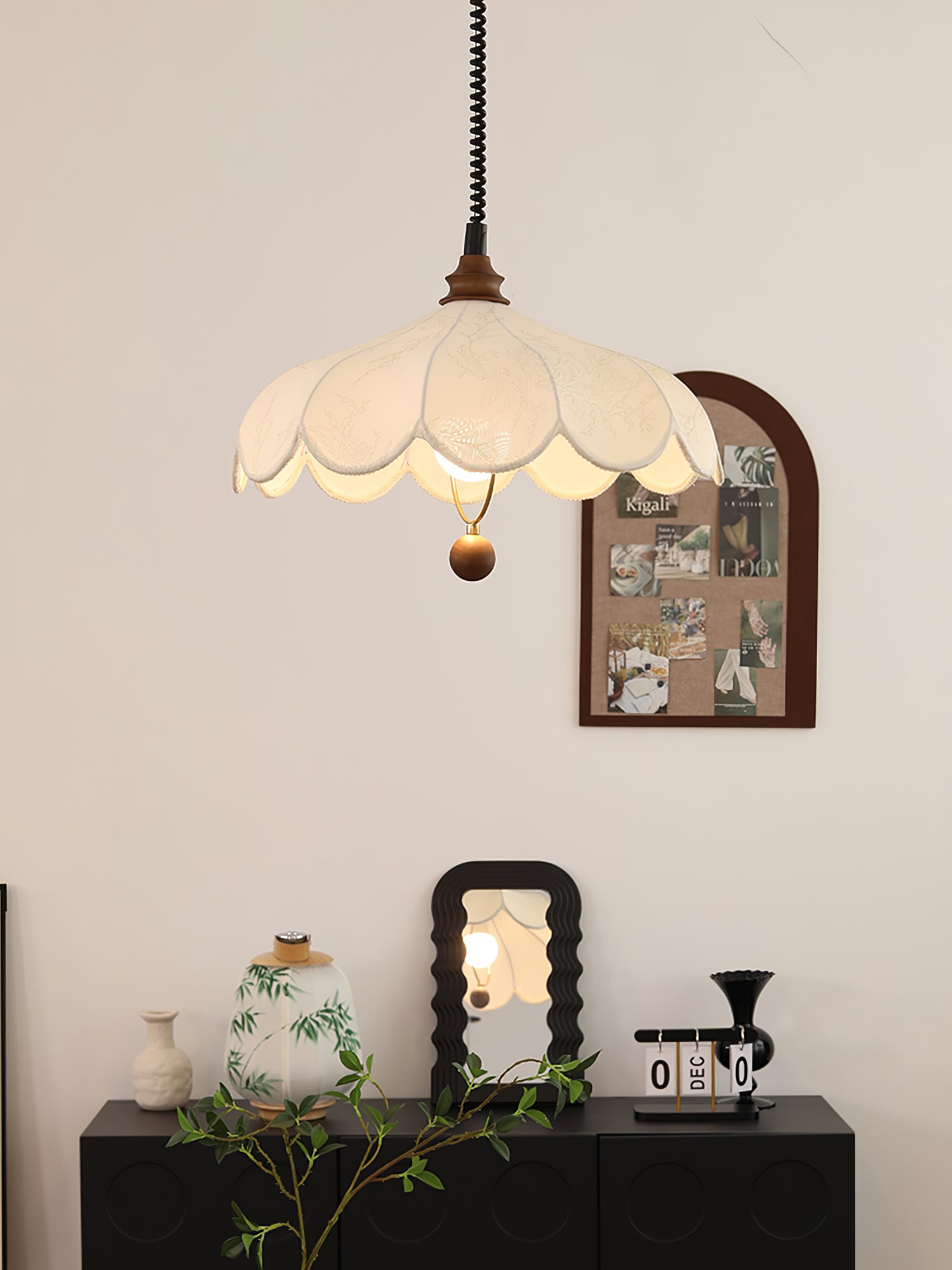 Handmade Lily Fabric Pendant Light - Elegant Floral Hanging Lamp for Bedroom, Living Room & Nursery Decor | Boho Chic Home Lighting
