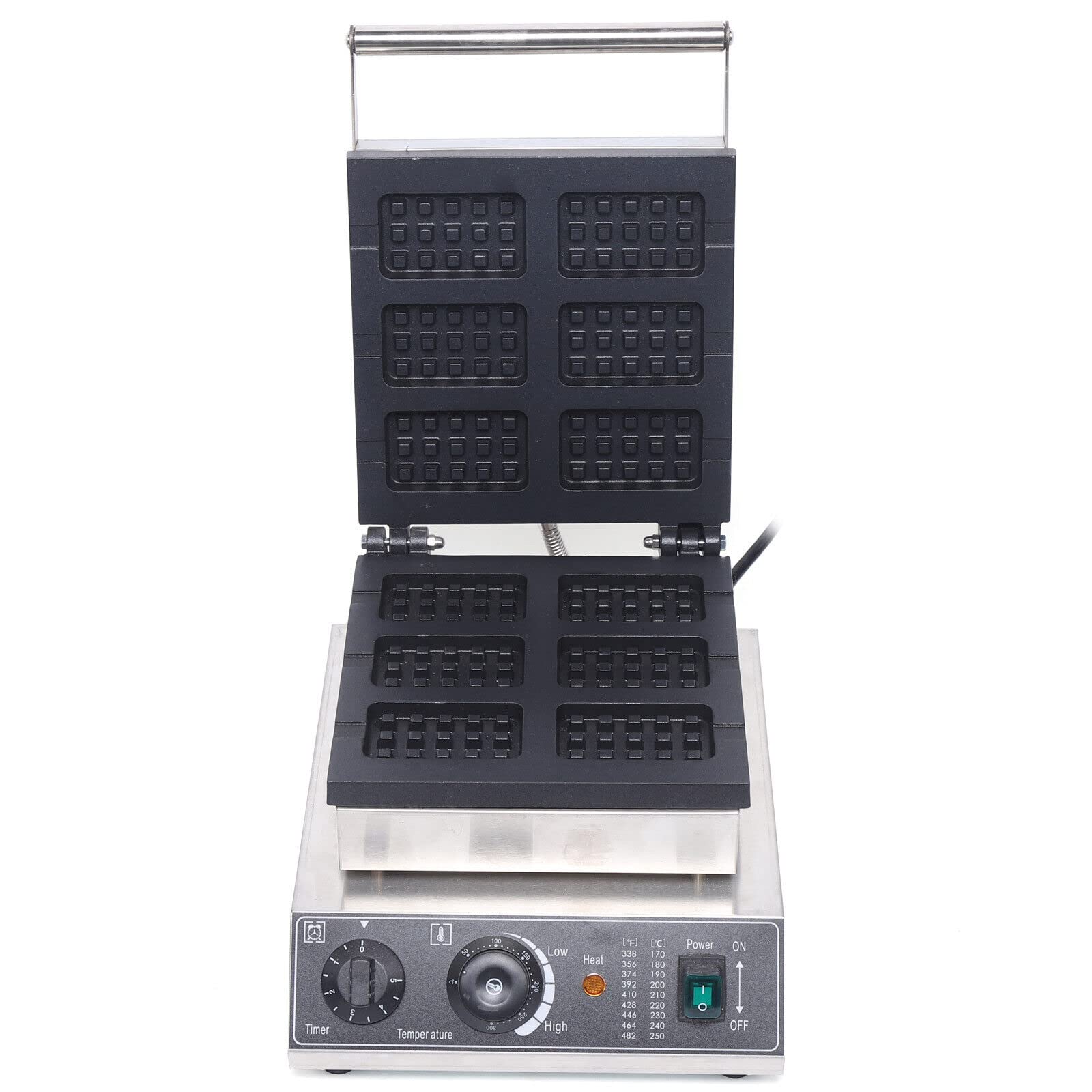 Commercial Electric Waffle Maker - 1500W Belgian Waffle Iron with 6 Grids & Double-Sided Nonstick Plates for Restaurants, Bakeries, Cafes & Home Use - Perfect for Breakfast, Brunch, Desserts & Catering Events