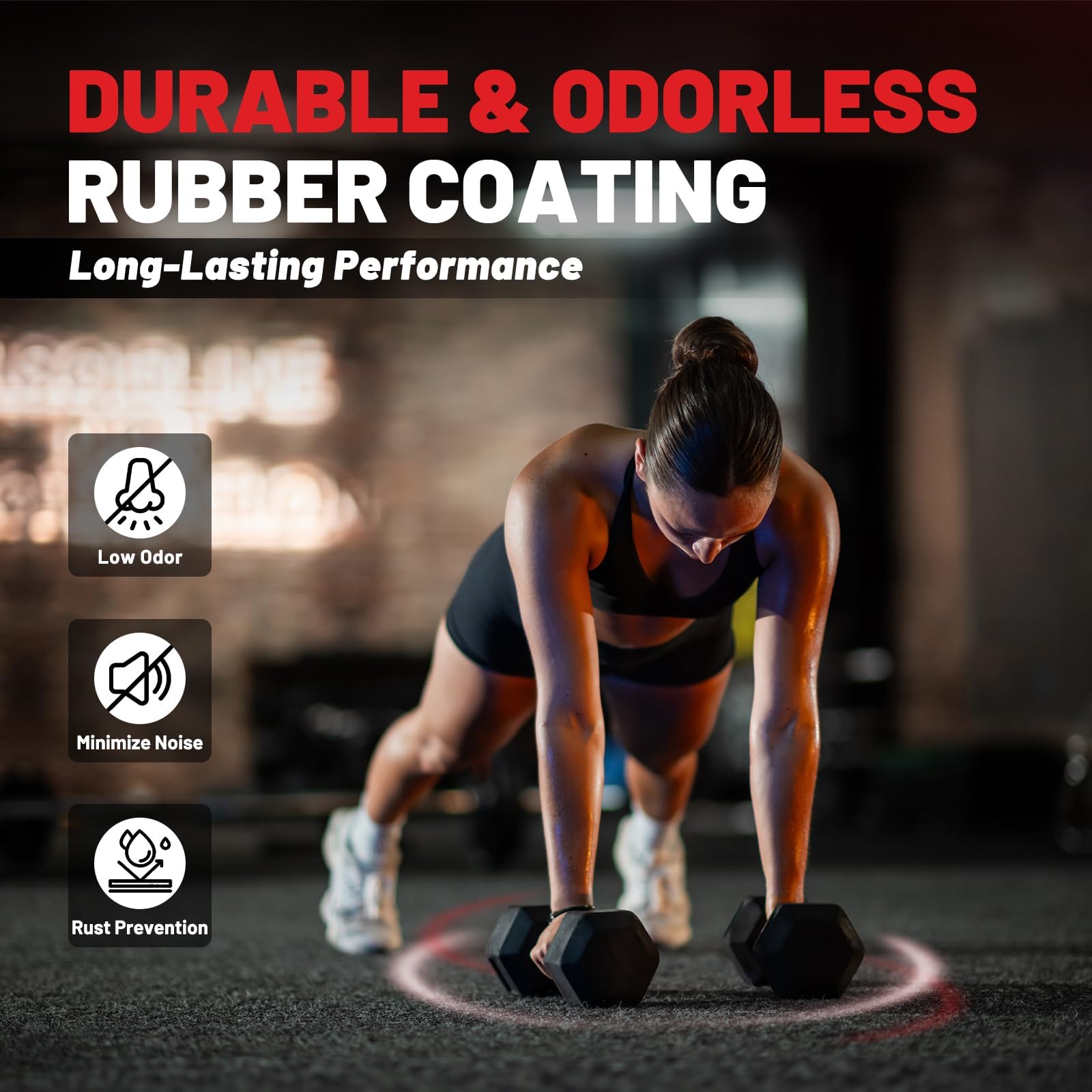 PAPABABE Hex Dumbbell Set with Storage Rack - 5-50lbs Rubber Coated Cast Iron Weights, Non-Slip Chrome Handles for Home Gym, Strength Training, CrossFit & Weightlifting | Space-Saving Design with Floor Protection & Noise Reduction | Perfect for Home Workouts, Garage Gym & Small Spaces
