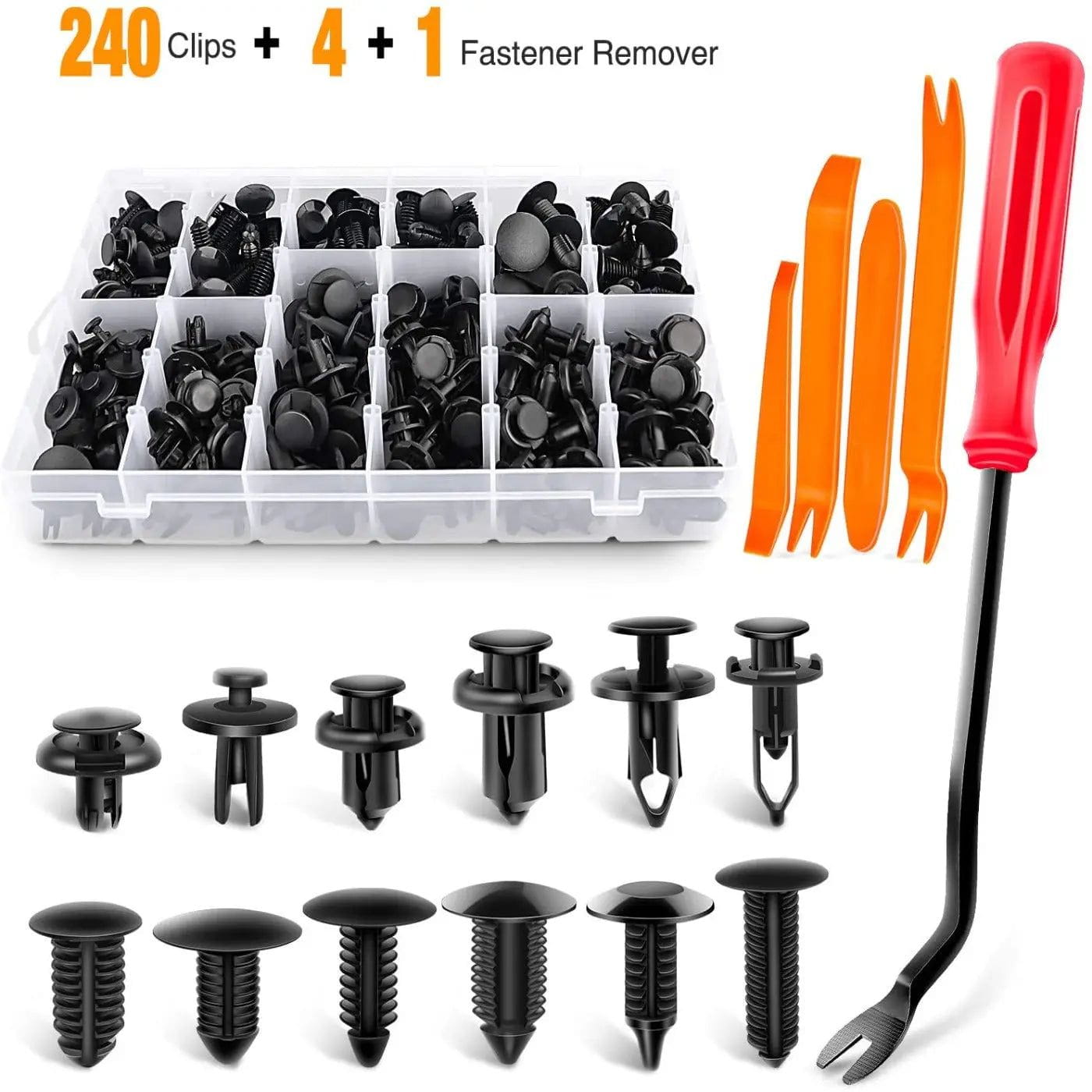 240 Pcs Car Push Retainer Clips Kit - Universal Fit for GM, Ford, Toyota, Honda, Chrysler - Auto Body Fasteners for Bumper, Fender, Trim & Interior Panel Repair