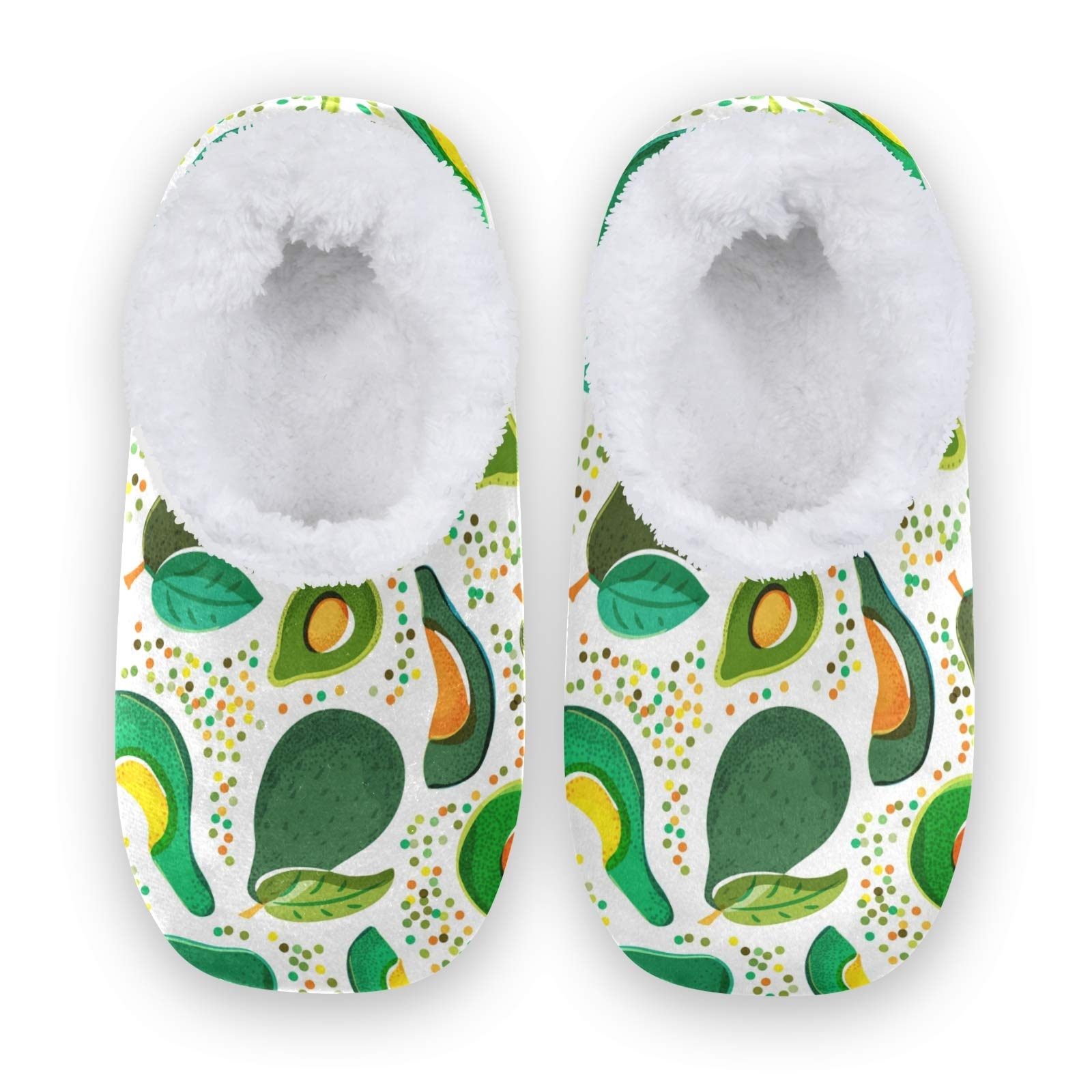 Women's Cozy Fleece House Slippers - Soft Green Avocado Coral Indoor Shoes for Women & Men, Non-Slip Home Footwear (US 5-6) - Perfect for Relaxing at Home, Lounging & Cold Winter Nights