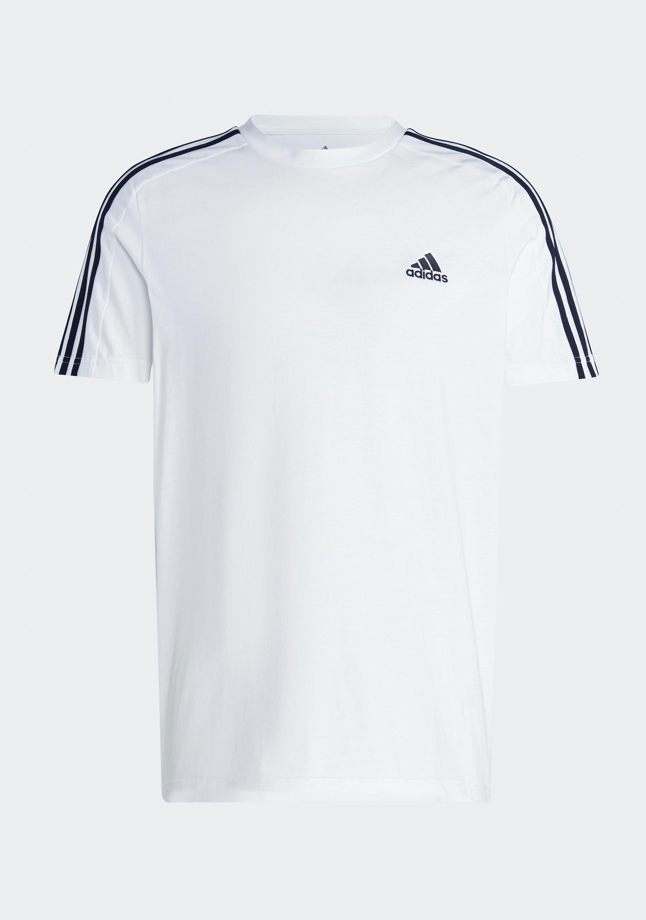 Adidas Men's ESS 3 Stripe SJ Tee - Classic Cotton T-Shirt for Casual Wear, Gym & Street Style | Comfortable Slim Fit Short Sleeve Shirt for Everyday Use