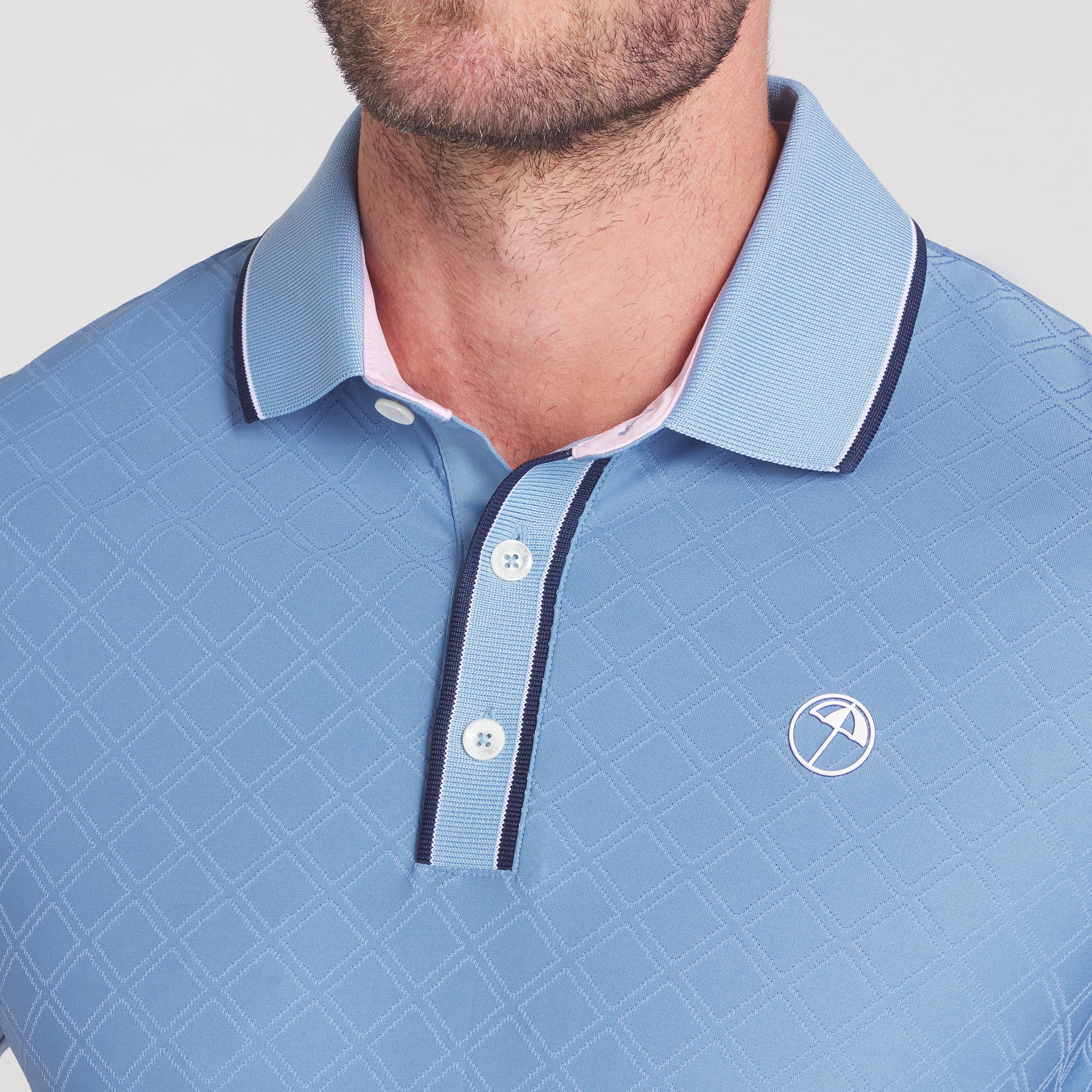 Premium AP Tipped Jacquard Golf Polo Shirt for Men - Breathable & Stylish Performance Wear for Golf, Business Casual & Outdoor Activities