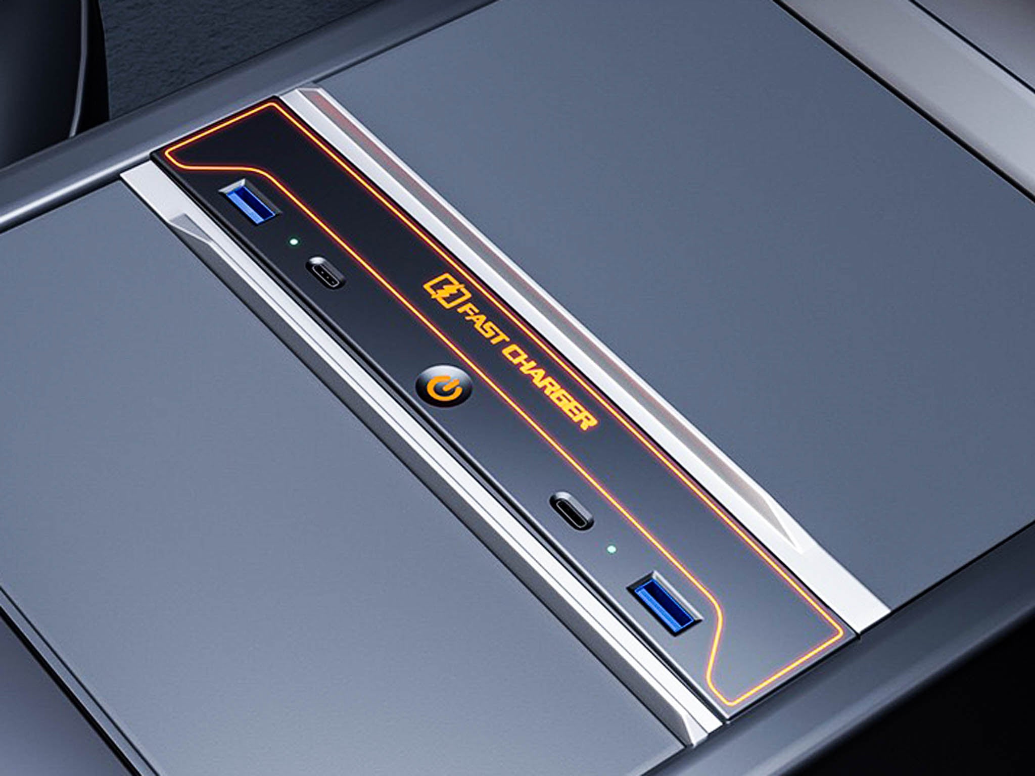 2024 Tesla Model 3 Premium Center Console USB Hub - 27W Fast Charging & 7-Color Ambient Lighting - Perfect for Road Trips & Night Driving Accessories