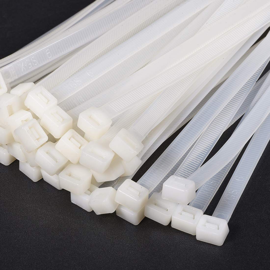 uxcell 20 Inch Nylon Self-Locking Cable Ties - 0.2 Inch Width, White (50 Pack) - Heavy Duty Zip Ties for Organizing Wires, Bundling Cables & DIY Projects