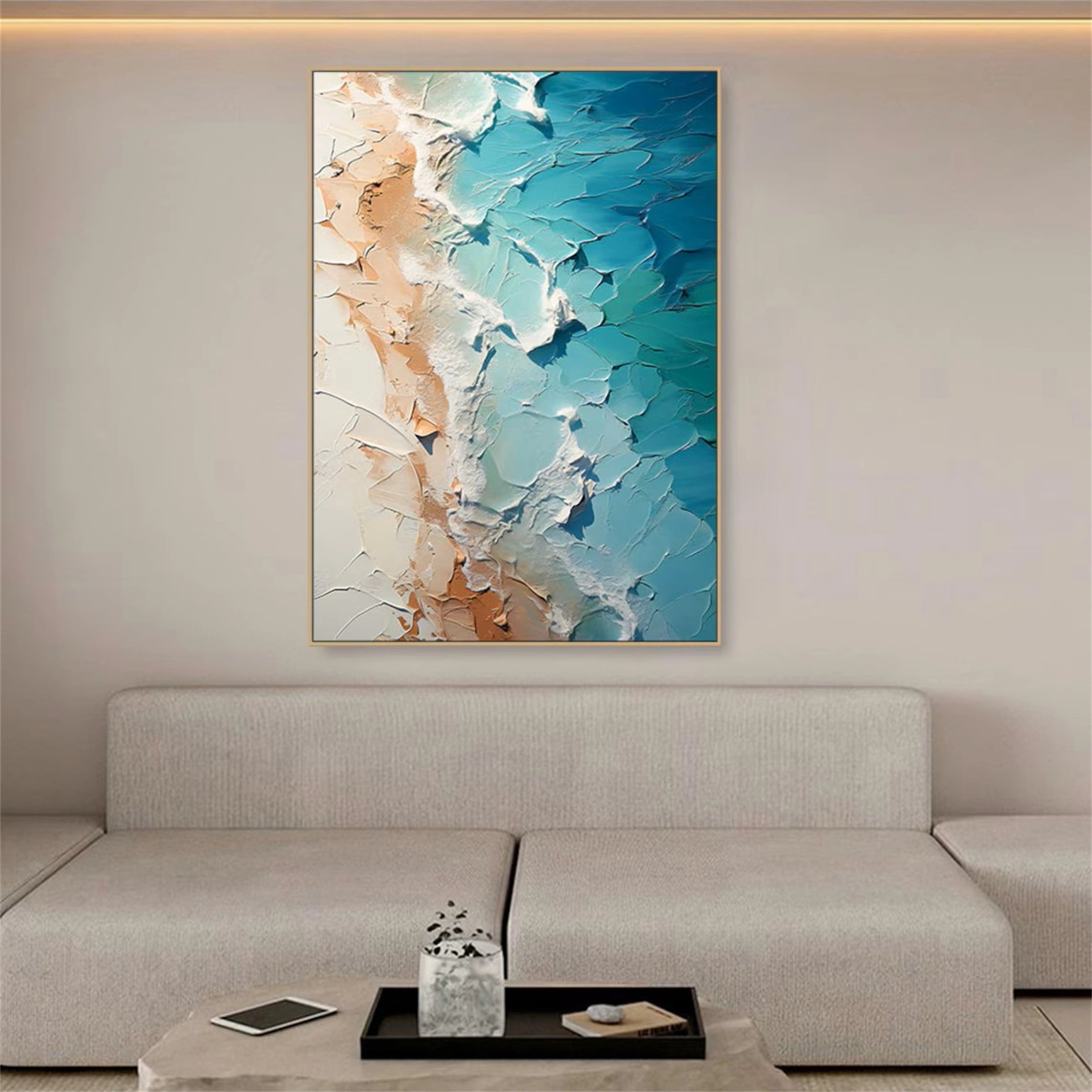 Ocean and Sky Painting #OS 062 - Handmade Wall Art for Home Decor, Office & Living Room - Stunning Seascape Canvas Artwork