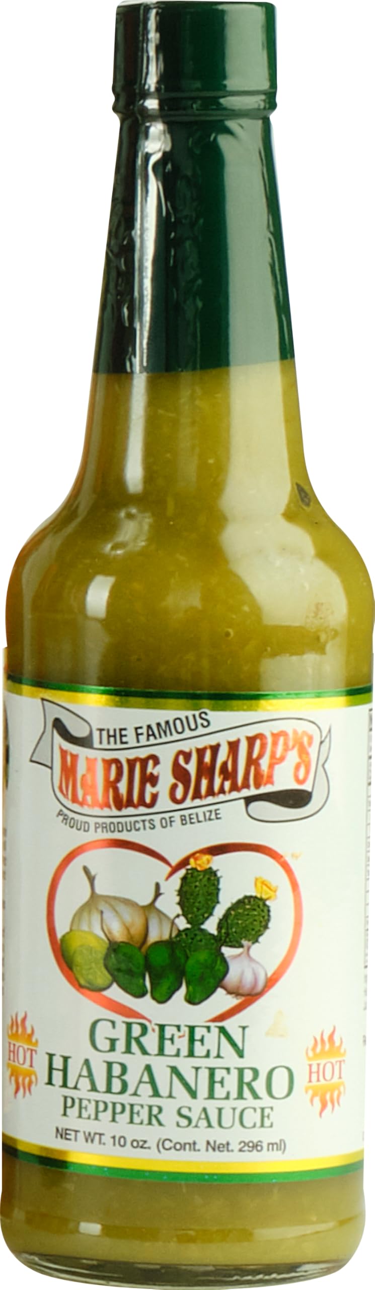 Marie Sharp's Green Habanero Hot Sauce - 10 oz Bottle | Spicy & Flavorful Hot Sauce for Tacos, Wings & Grilling | Gluten-Free & Vegan-Friendly