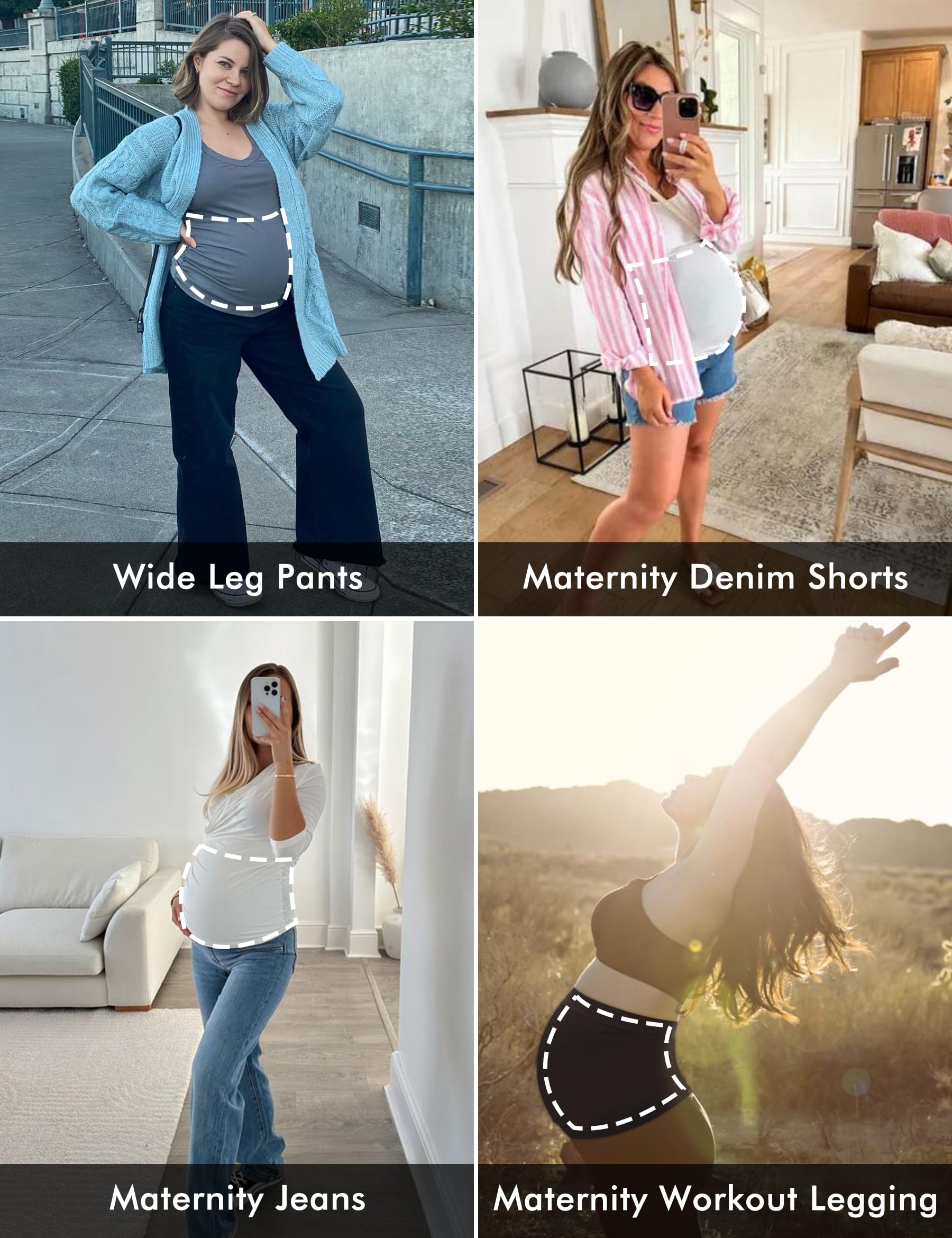 Maternity Belly Band for Pregnant Women - Comfortable Pregnancy Support Belt for Pants & Jeans - Postpartum Belly Wrap for Recovery - Perfect for Work, Exercise & Everyday Wear