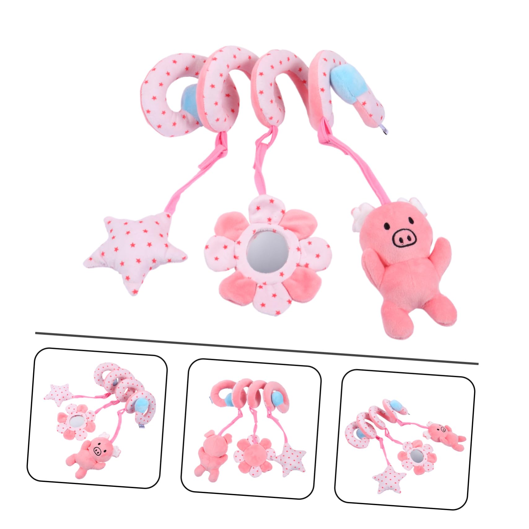CORHAD Soft Plush Stroller Hanging Toy for Babies & Toddlers - Pink Short Stuffed Animal Crib Toy for Newborns, Infants - Perfect for Strollers, Car Seats & Nursery Decor