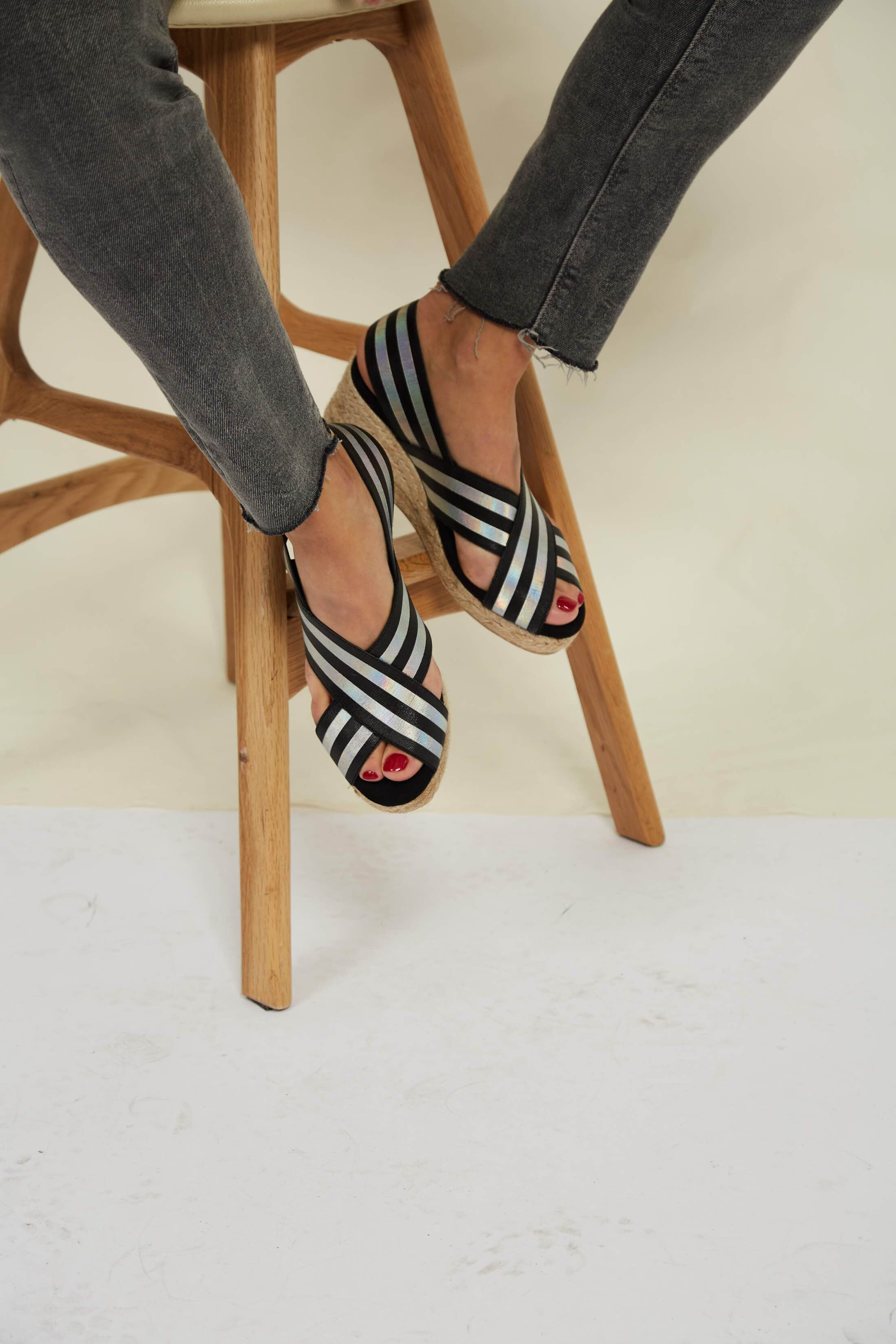 Comfortable Elastic Vegan Jute Wedge Sandals for Women - Metallic Finish | Perfect for Summer Beach, Casual Outings & Boho Fashion