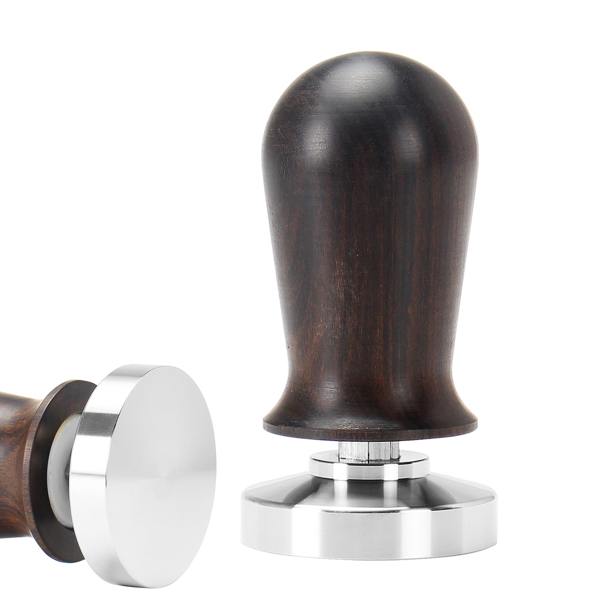 Premium 53mm Espresso Tamper with Ergonomic Wooden Handle & Spring-Loaded 304 Stainless Steel Base - Perfect for Barista-Grade Coffee Tamping at Home or Cafe
