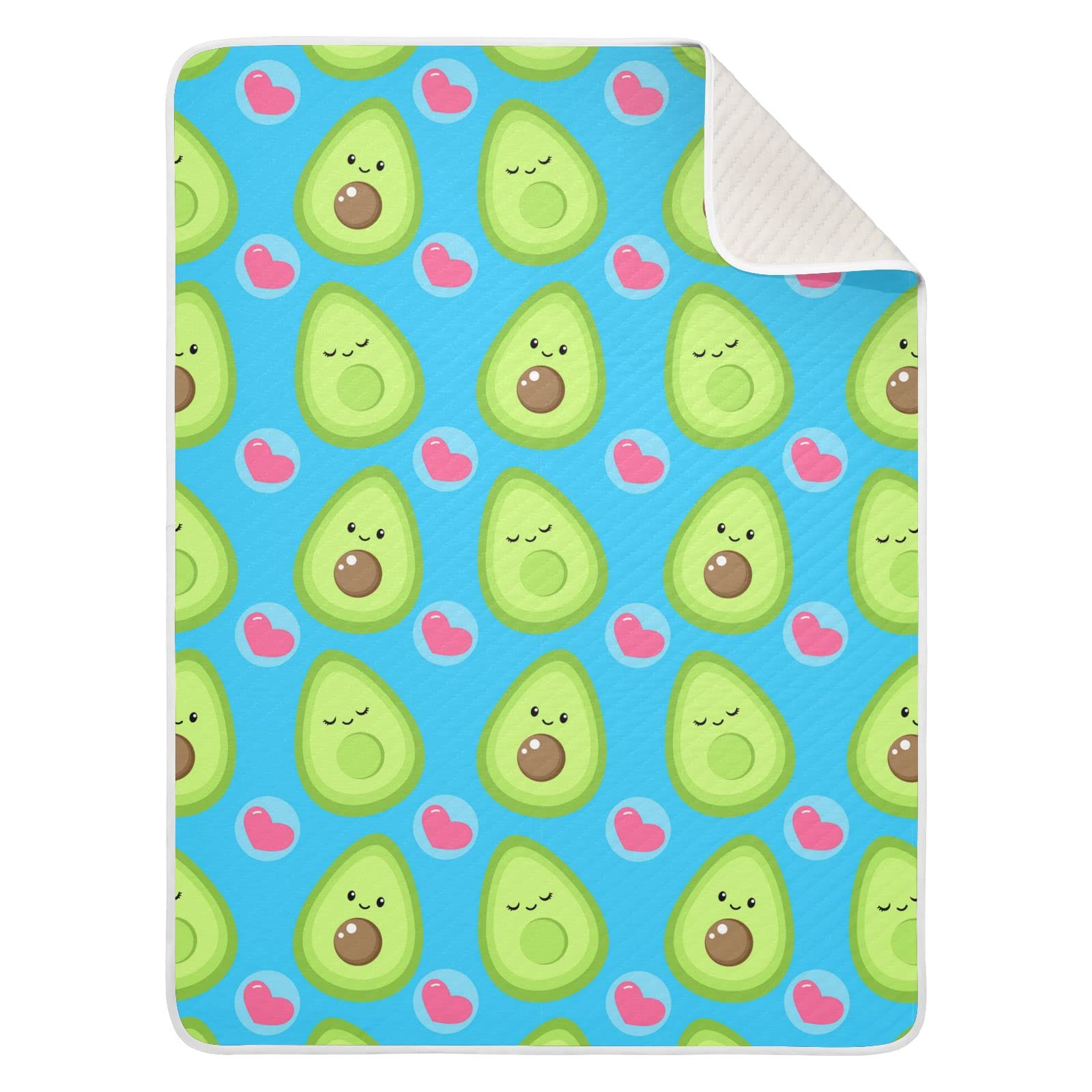JIPONI Super Soft & Warm Baby Blanket - Cute Cartoon Avocado & Heart Design - Personalized 30x40 Inch Blanket for Boys & Girls | Perfect for Nursery, Stroller, Swaddling & Gift Giving