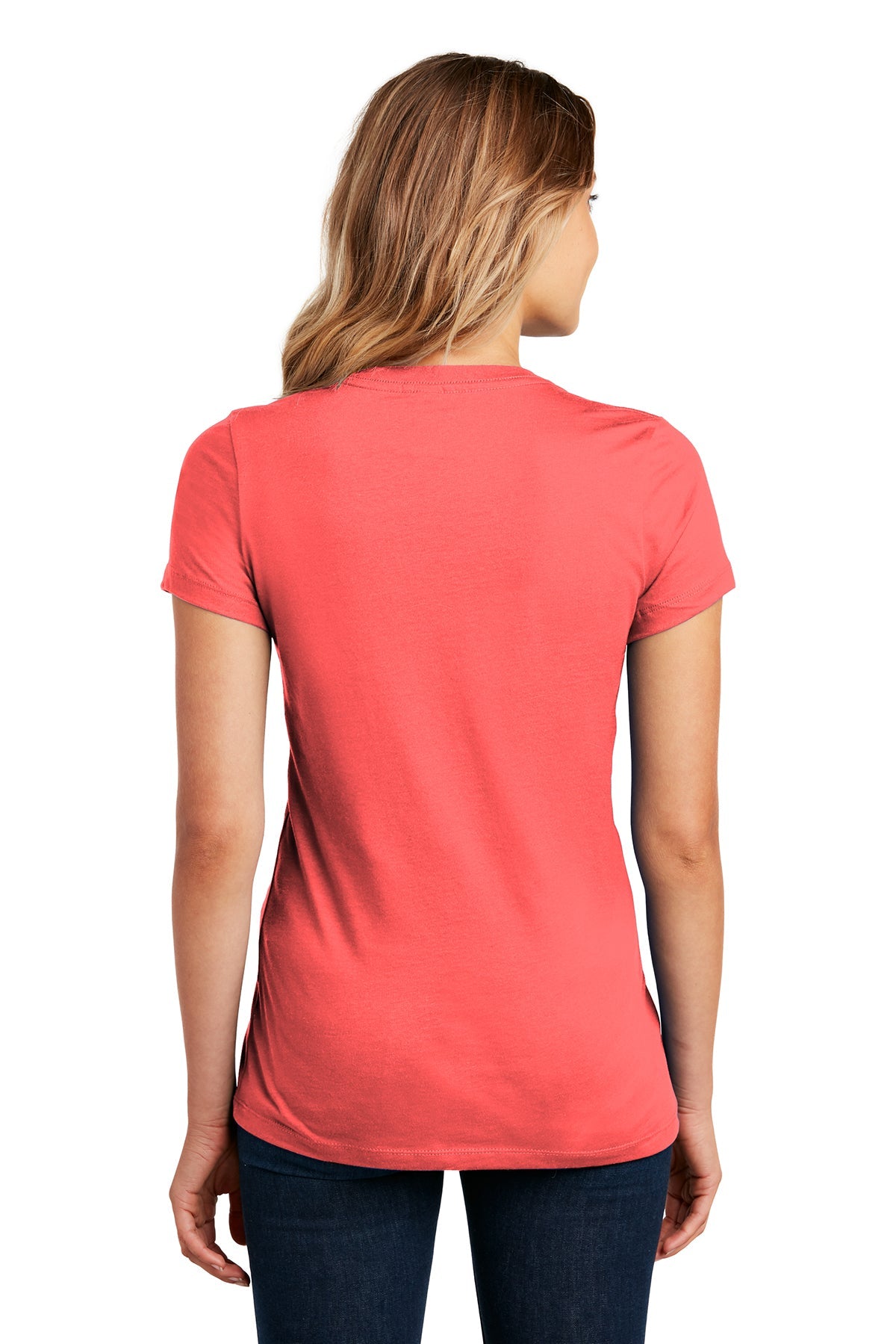 District Made Women's Perfect Weight Crew Neck T-Shirt - Coral | Soft & Comfortable Everyday Basic Tee for Casual Wear, Layering & Workouts