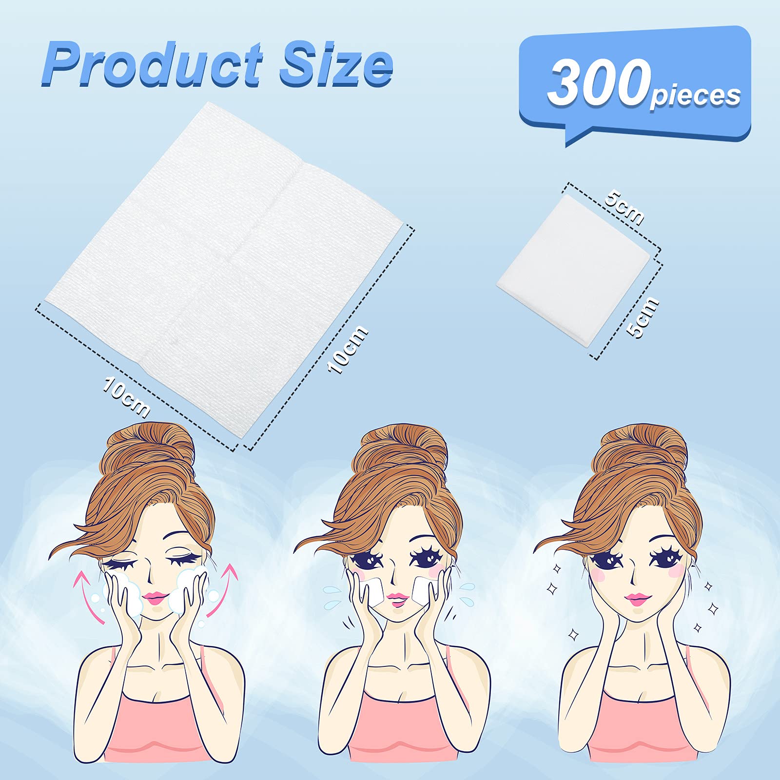 Maxcheck 300 Pcs 2x2 & 4x4 Disposable Non-Woven Aesthetic Wipes - 4 Ply Lint-Free Facial Squares for Spa, Makeup, and Esthetician Supplies | Perfect for Professional Facial Treatments, Makeup Removal, and Skin Care Application