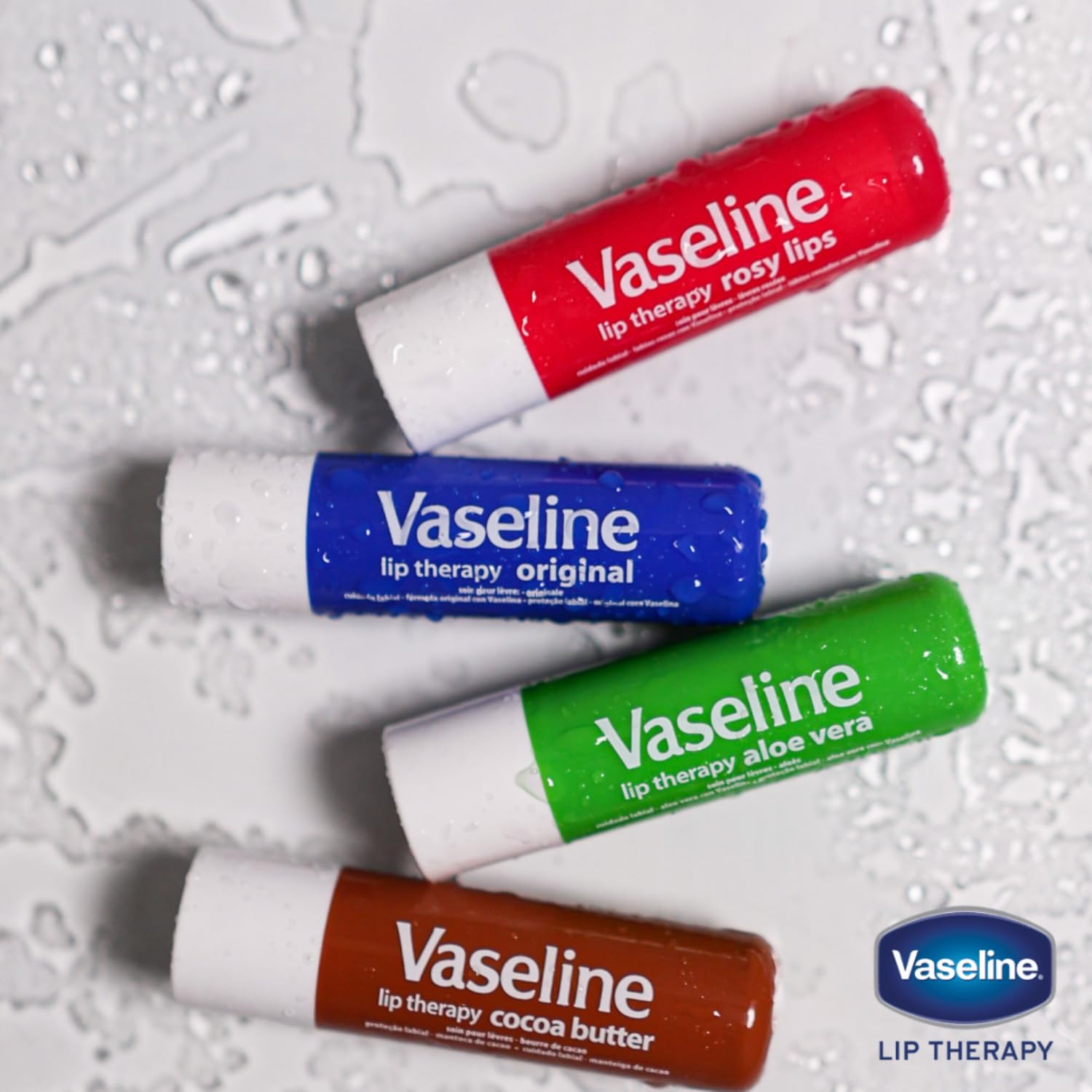 Vaseline Lip Therapy Aloe Fresh Lip Balm - Fast-Acting Moisturizer for Dry, Chapped & Cracked Lips - 4 Pack (0.16 Oz Each) - Perfect for Winter Care, Daily Hydration & On-The-Go Lip Protection