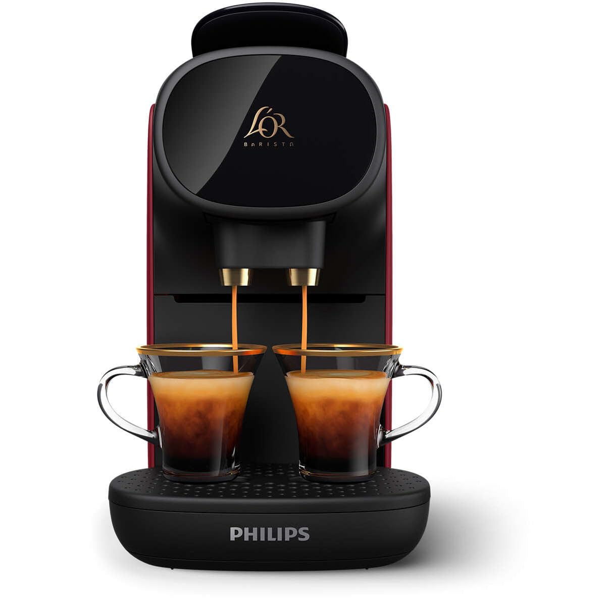 PHILIPS L'or Barista Red Coffee Machine with 50 Capsules - Premium Espresso Maker for Home & Office Use