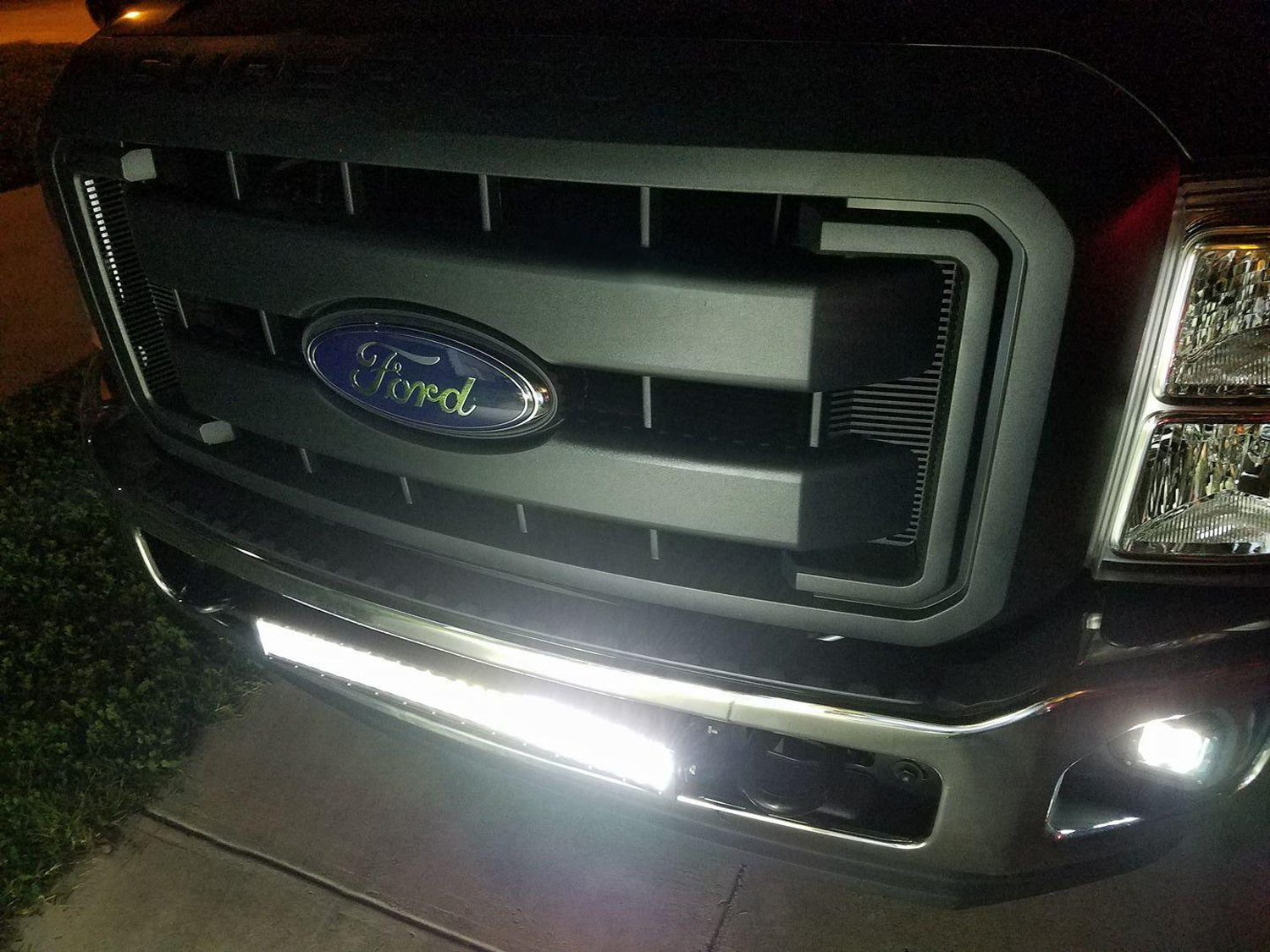 144W 25 LED Light Bar with Lower Bumper Brackets & Wiring Harness for 2011-2016 Ford F250 F350 Super Duty - Off-Road, Fog Lights, Night Driving, Truck Accessories