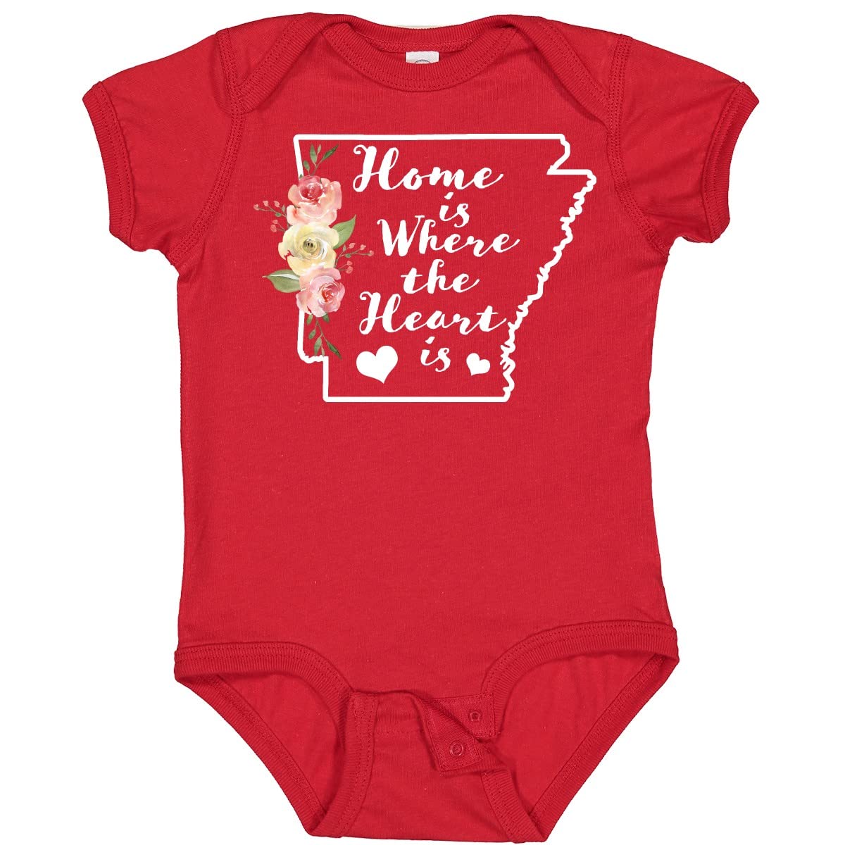 Inktastic Arkansas Home is Where The Heart is Watercolor Baby Bodysuit - Soft Cotton Onesie for Newborns, Infants & Toddlers - Perfect for Family Photos, Holidays & Everyday Wear