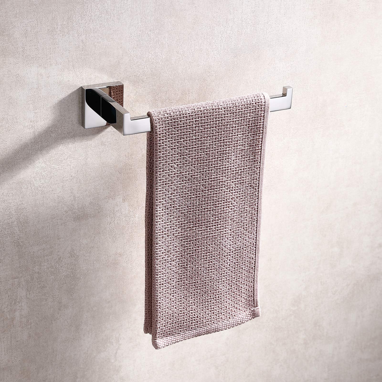 Premium Stainless Steel Hand Towel Holder - Heavy Duty Square Towel Ring for Bathroom & Kitchen Wall Mount | Modern Polished Chrome Design | Perfect for Guest Bathrooms, Kitchens & Powder Rooms