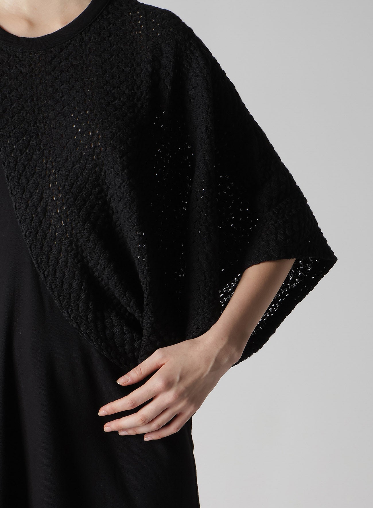 Cotton Jersey & Lace Left Shoulder Drape T-Shirt - Elegant Women's Fashion Top for Casual Wear, Parties & Date Nights