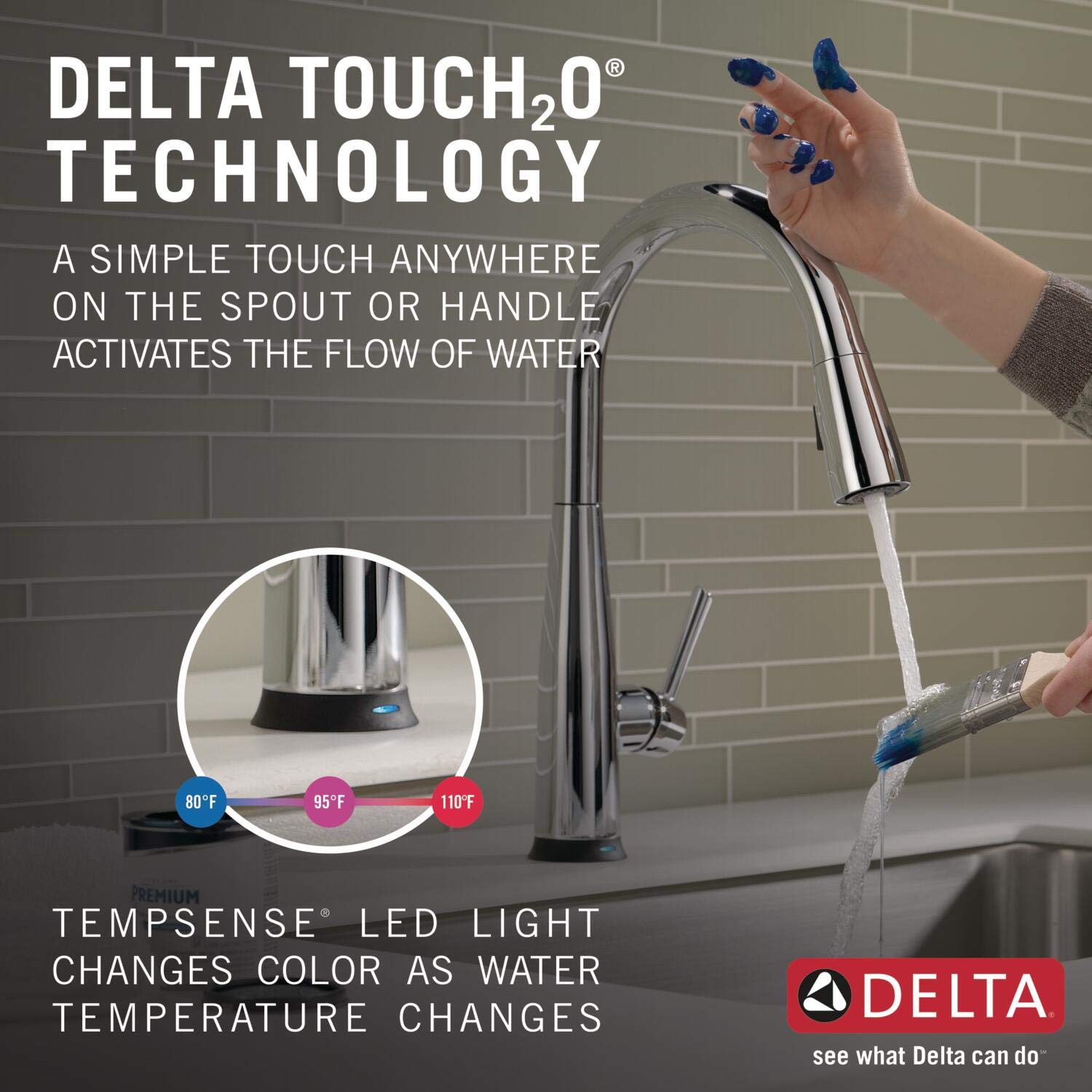 Delta Essa Touch2O Kitchen Faucet with Pull Down Sprayer - Chrome 9113T-DST | Touch Activated Kitchen Sink Faucet for Modern Homes | Perfect for Cooking, Washing Dishes & Food Prep