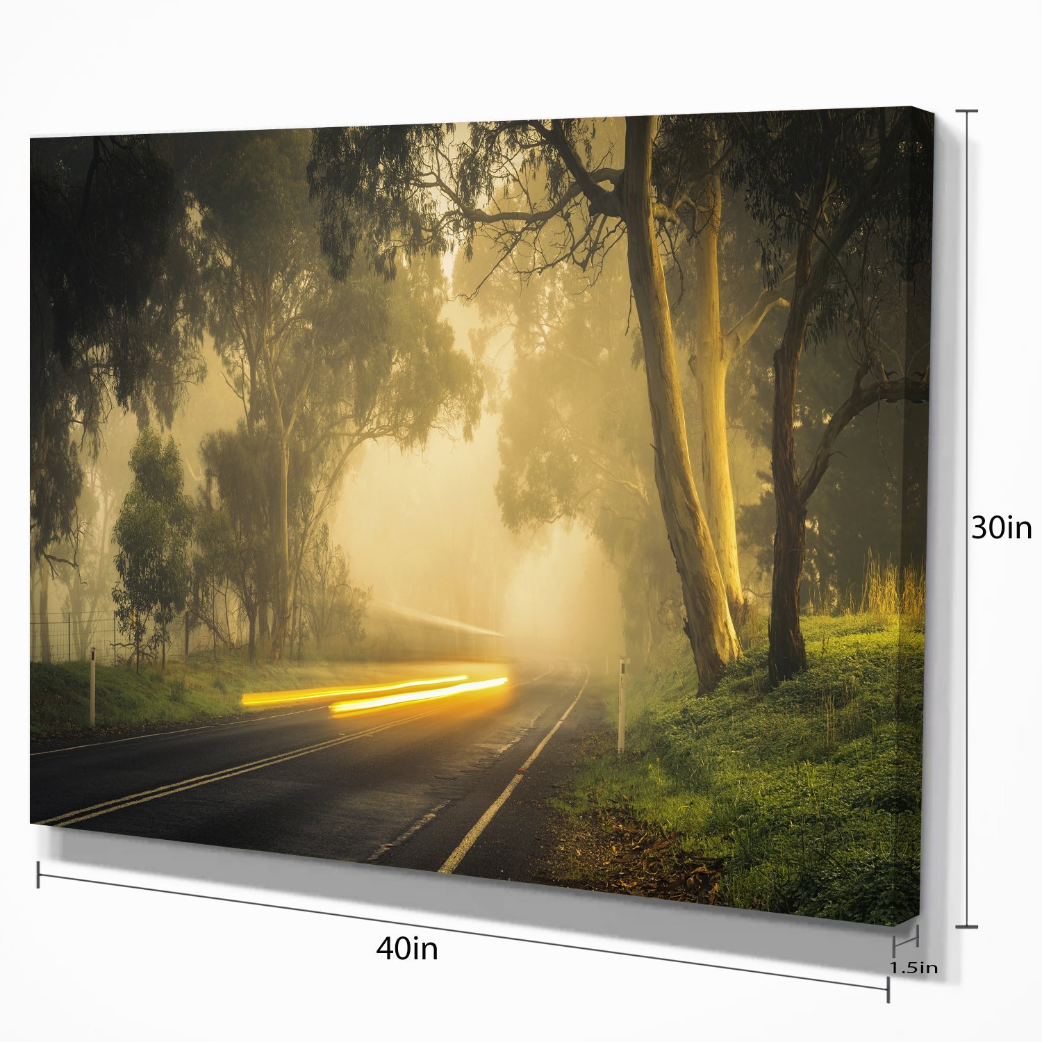 Country Drive Landscape Photography Canvas Art Print - Scenic Road Wall Decor for Living Room, Bedroom & Office