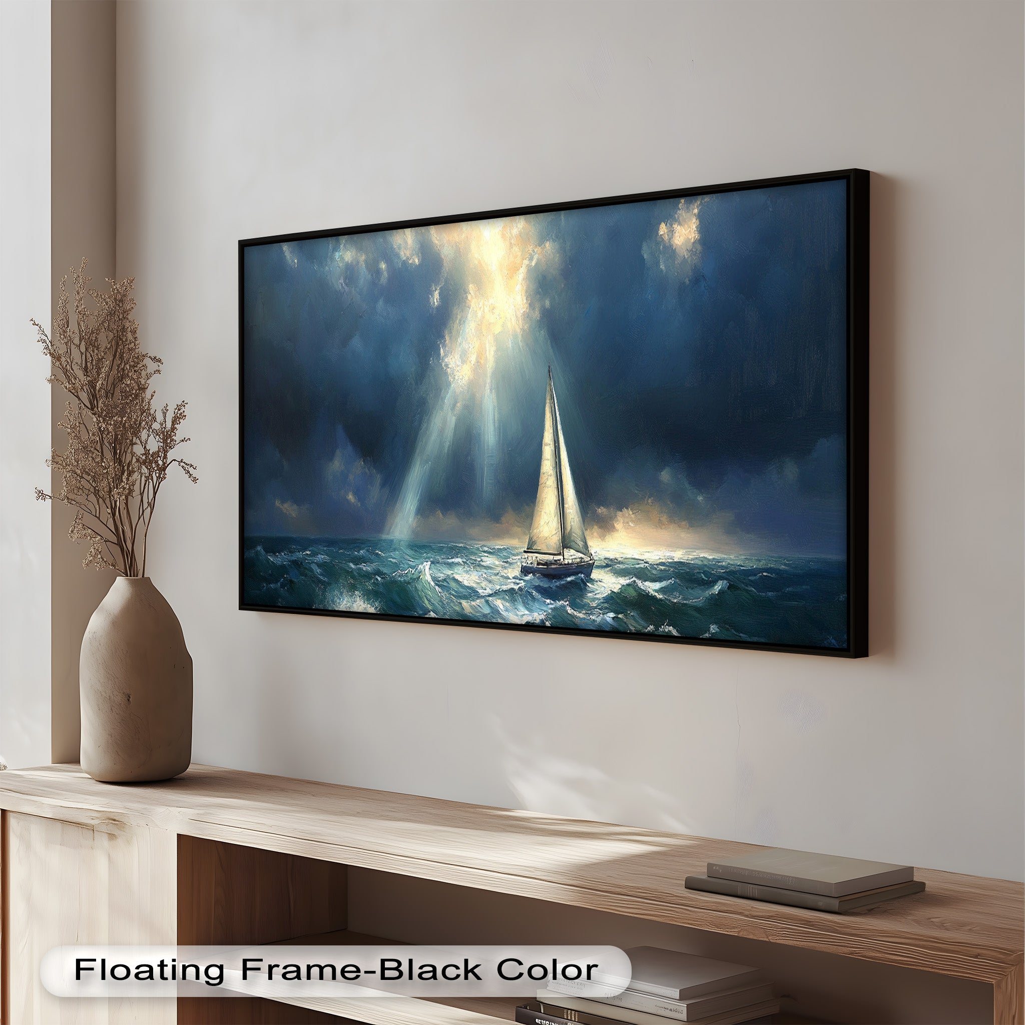 Beacon of Hope - Handmade Oil Painting of Boat at Sunset for Home Decor, Office Wall Art, and Gift Ideas