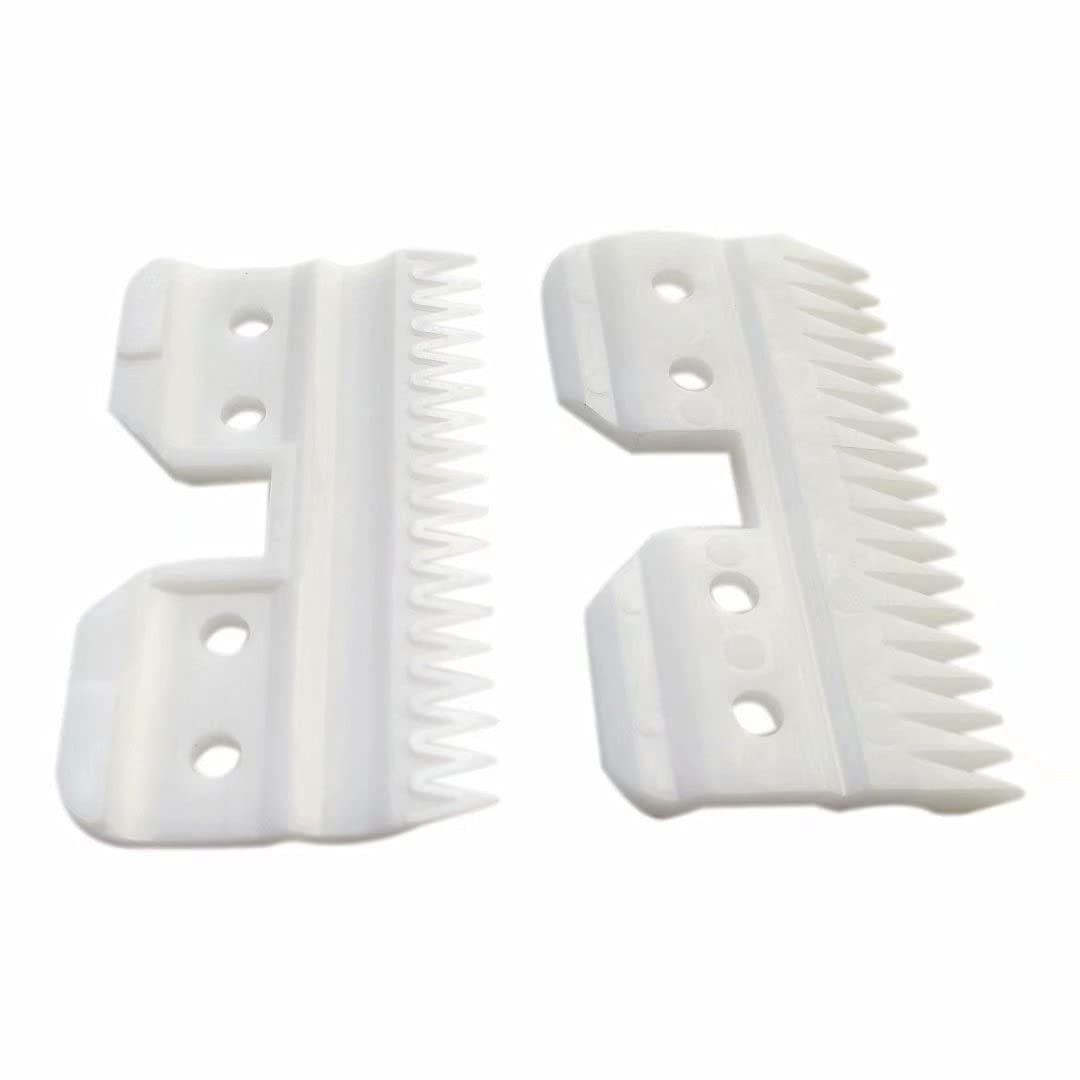 Ceramic Moving Blade Replacement for Andis/Wahl/Oster Fast Feed A5/AG Series Hair Clippers - 18 Teeth Pet & Human Grooming Tool (2 Pack, Off White) - Perfect for Professional Grooming & Home Haircuts