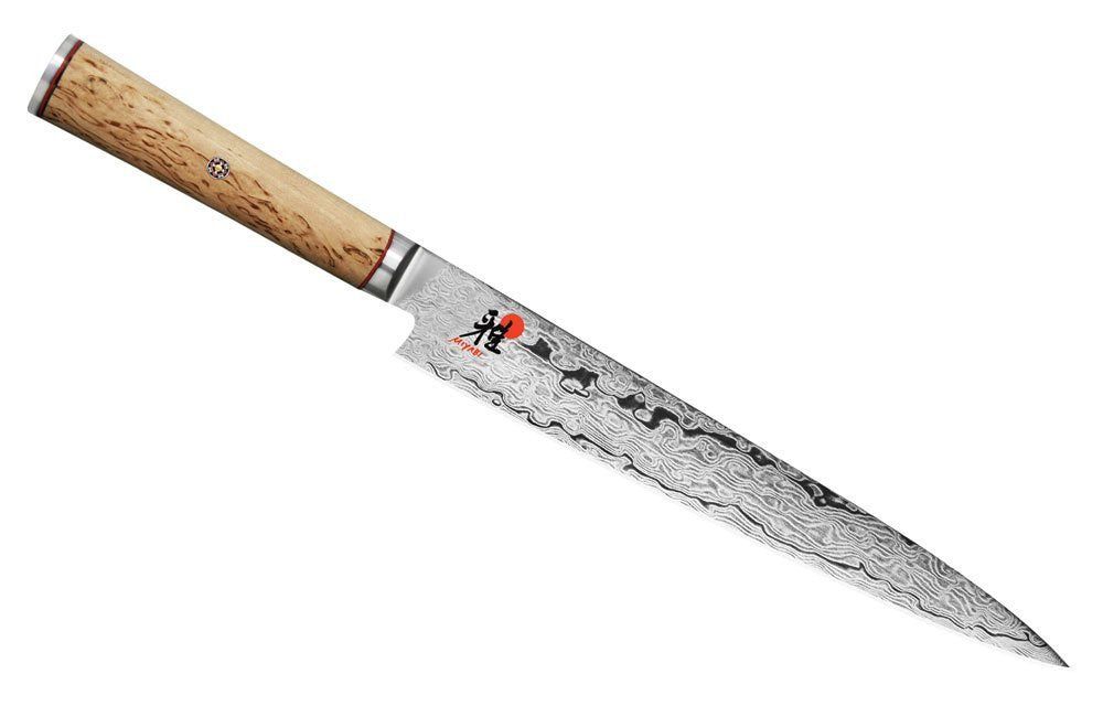 Miyabi Birchwood SG2 9-Inch Slicing Knife - Japanese Damascus Steel Kitchen Knife for Professional Chefs & Home Cooking - Perfect for Slicing Meat, Fish & Vegetables
