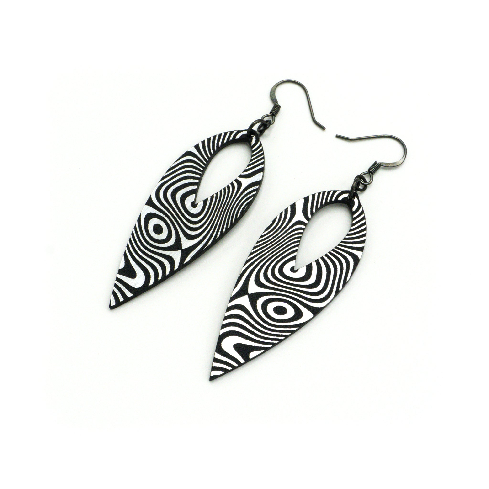 Nativas 34R Acrylic Earrings - Brushed Silver & Black Dangle Earrings for Women | Elegant Party & Everyday Wear Jewelry