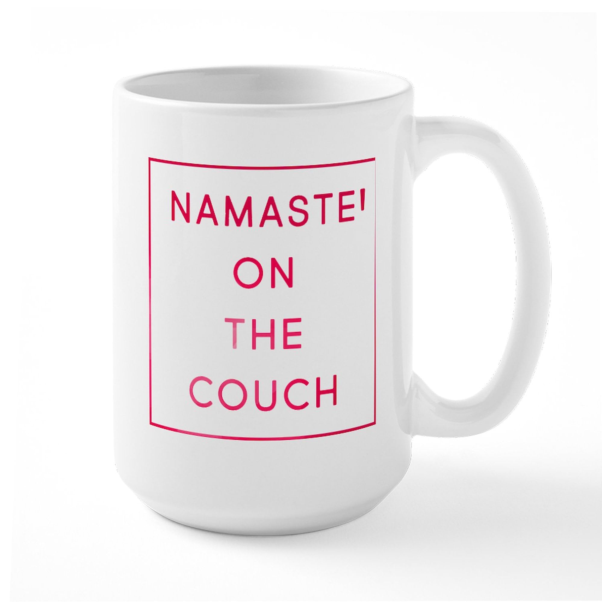 Namaste On The Couch 15 oz Ceramic Coffee Mug - Perfect for Yoga Lovers, Tea & Coffee Drinkers - Great for Home, Office & Meditation Spaces